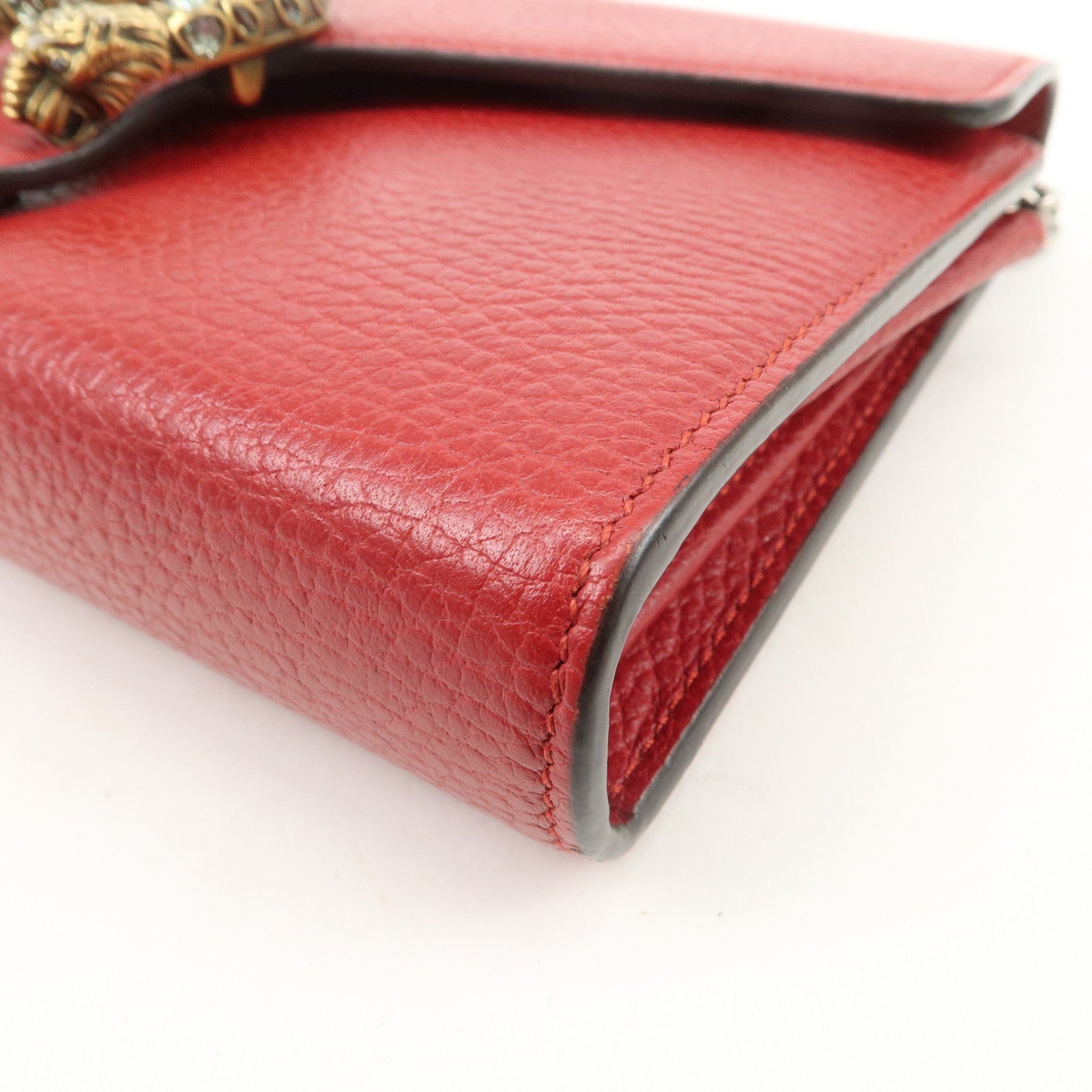 GUCCI Dionysus Leather Chain Shoulder Bag Crossbody Bag Red 401231