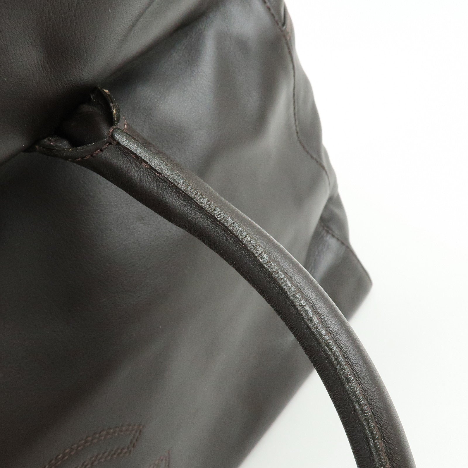 CHANEL COCO Mark Calf Skin Boston Bag Travel Bag Dark Brown