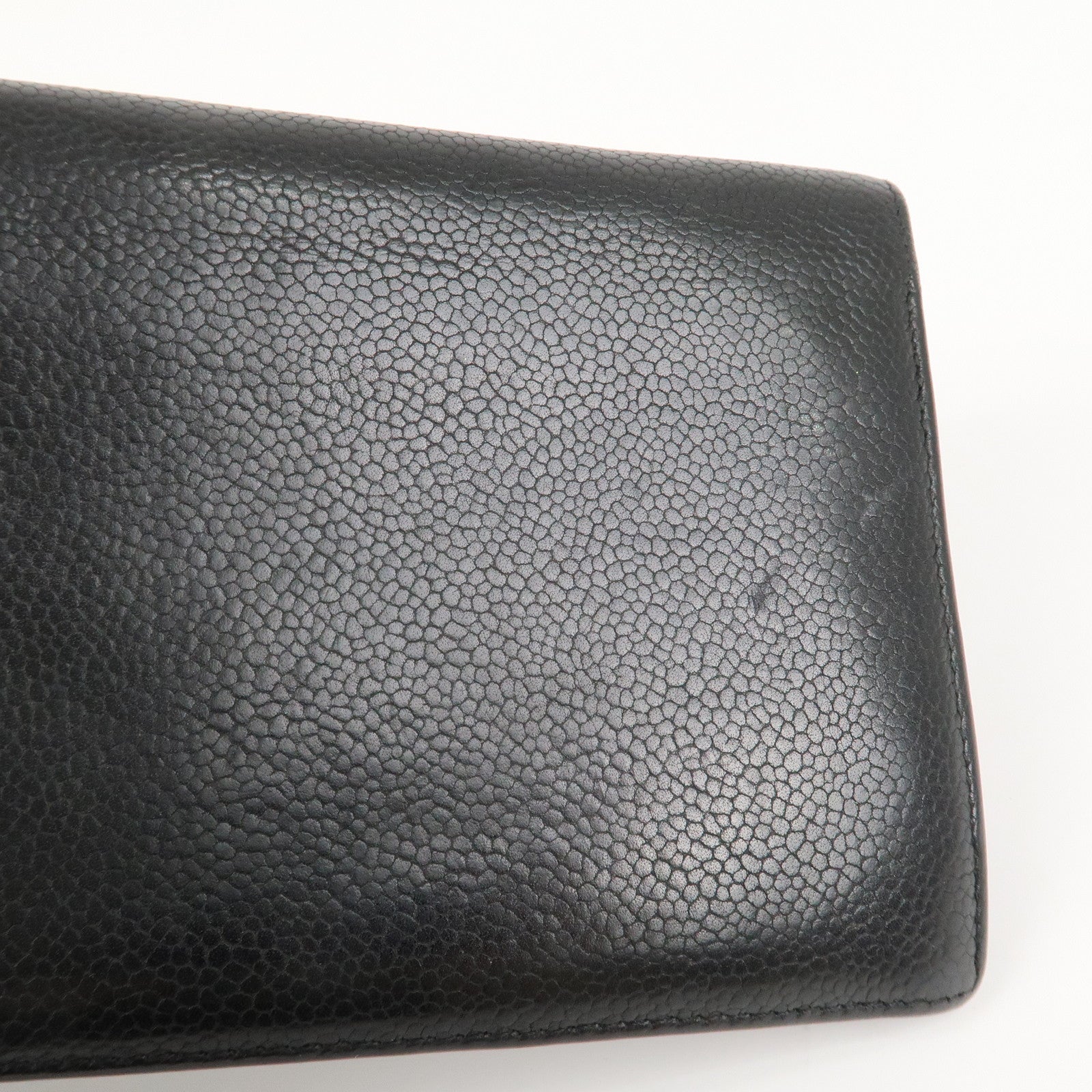 CHANEL COCO Mark Caviarskin Bi-fold Long Wallet Black A48651