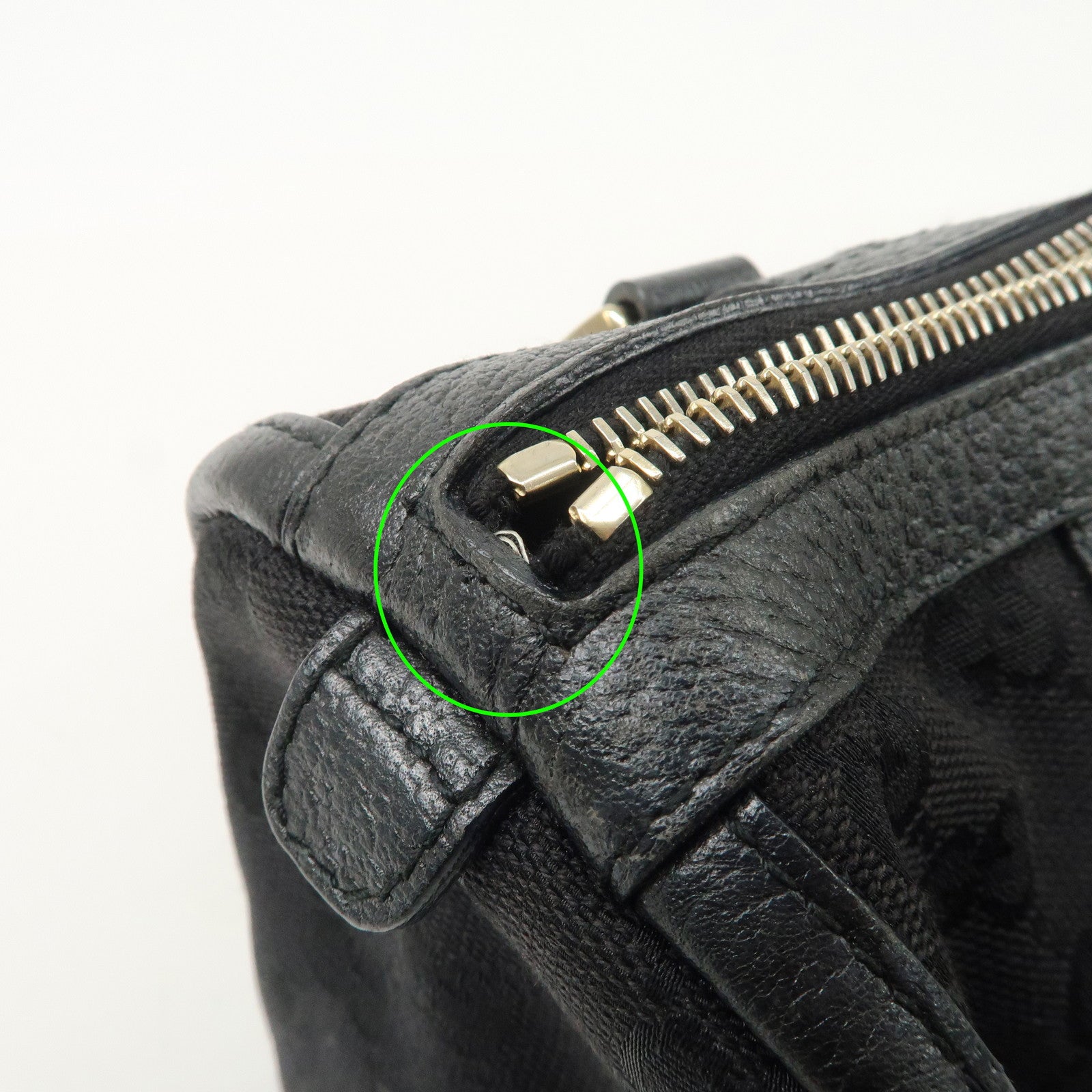 GUCCI Abbey GG Canvas Leather Boston Bag Hand Bag Black 130942 Used