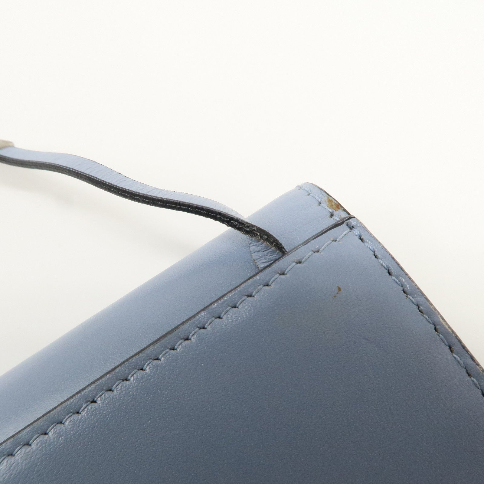 PRADA Logo Leather Shoulder Bag Crossbody Bag Light Blue