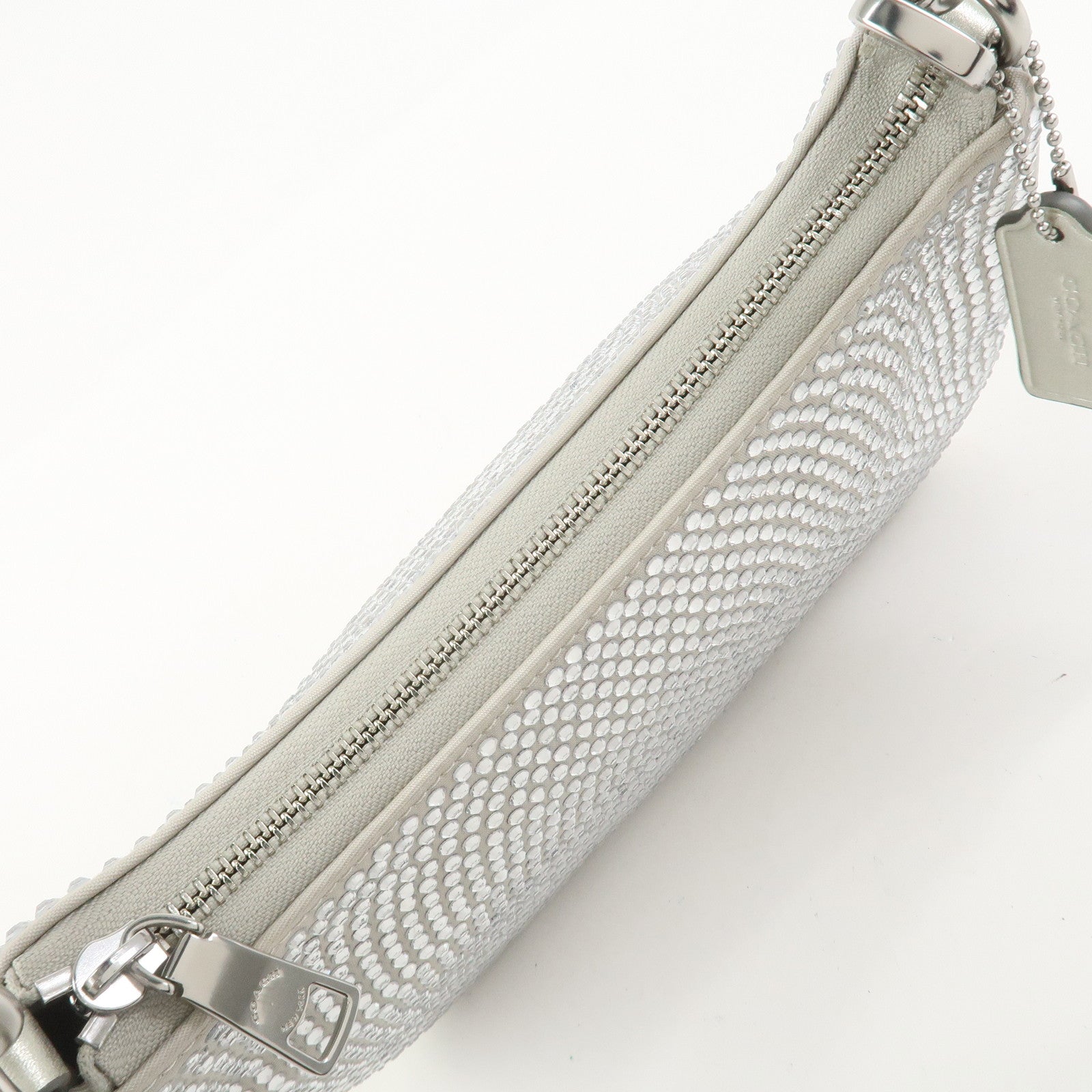 COACH Teri 2Way Leather Shoulder Bag Hand Bag Rhinestone Silver