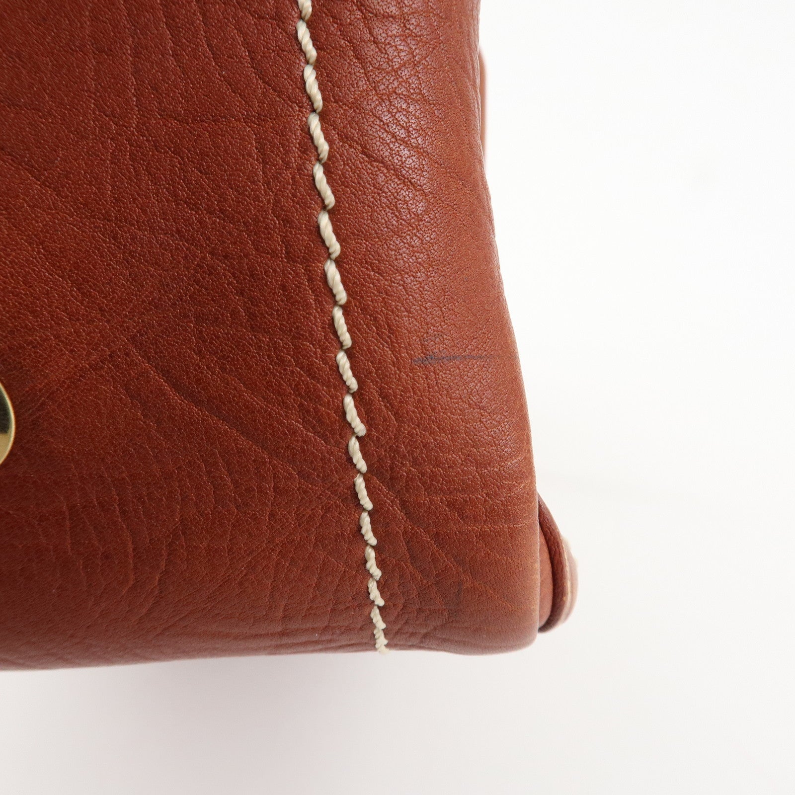 CELINE Leather Boogie Bag Hand Bag Brown Gold HDW Used