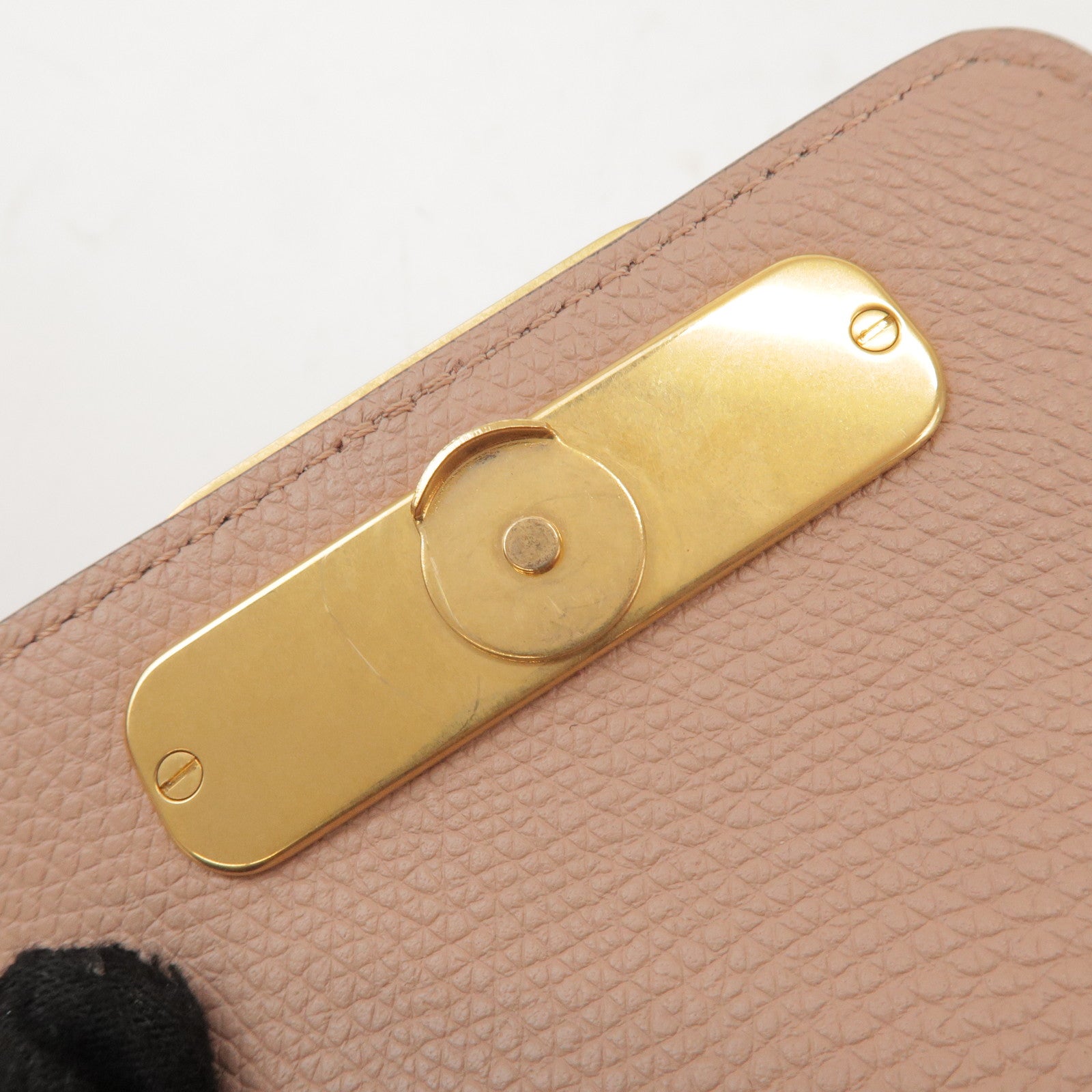 VALENTINO V Sling Leather Shoulder Bag Crossbody Bag Pink Beige