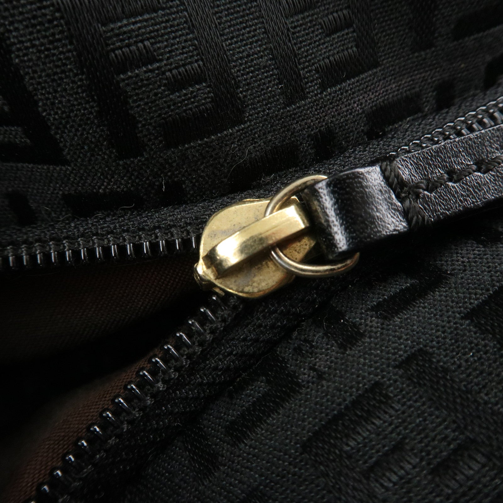 FENDI Zucchino Canvas Leather Tote Bag Shoulder Bag Black 8BH215 Used