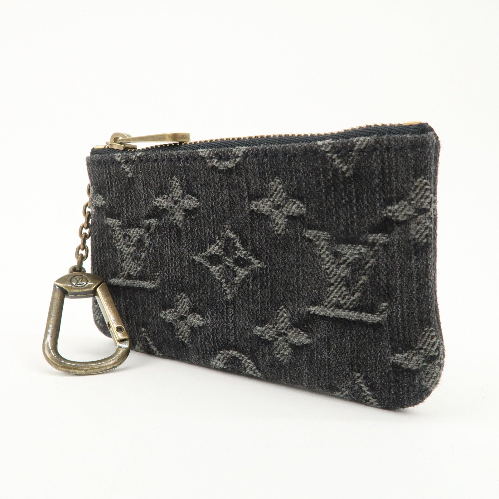 Louis Vuitton Monogram Denim Pochette Cles Coin Case Black M95616