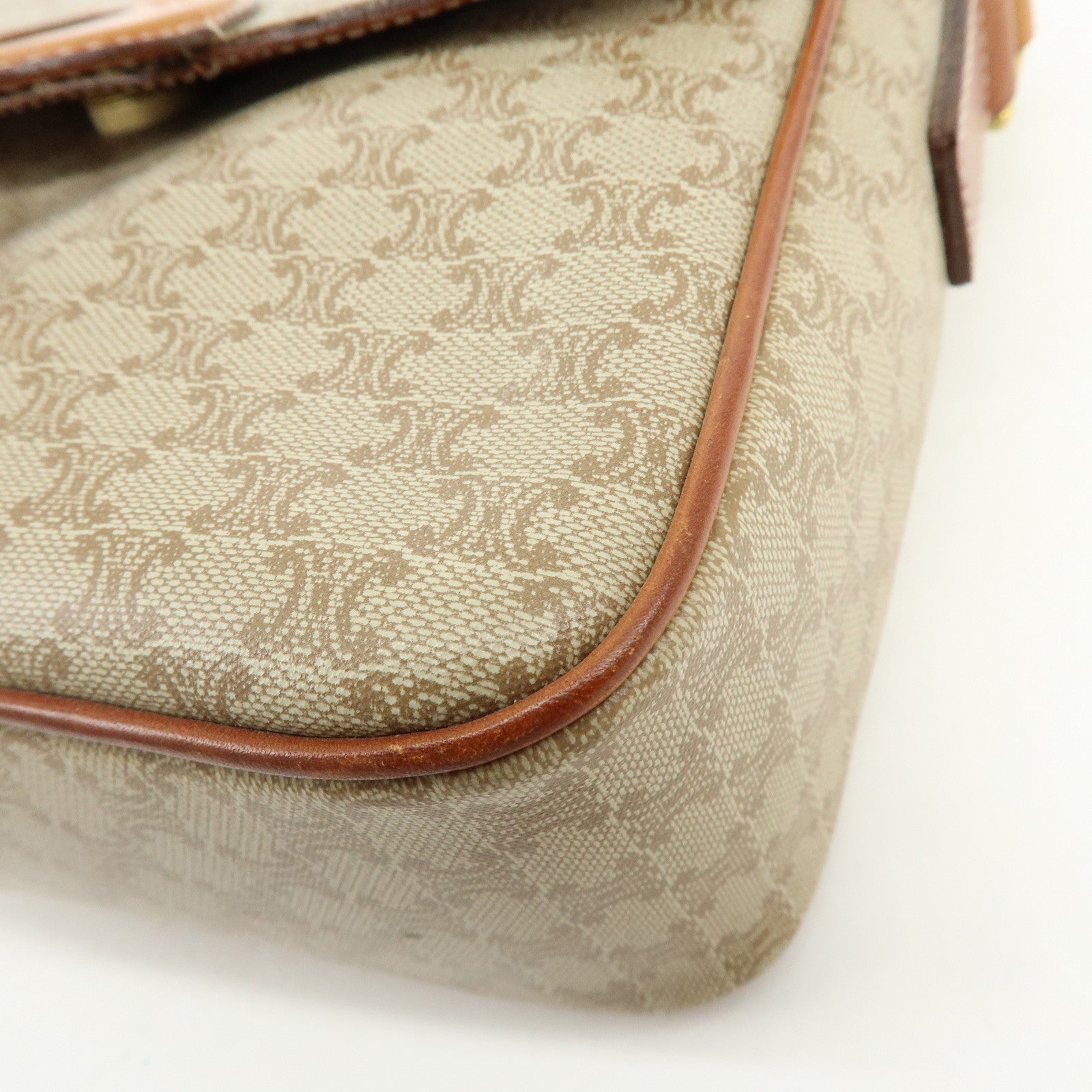 CELINE Macadam PVC Leather Shoulder Bag Crossbody Bag Beige