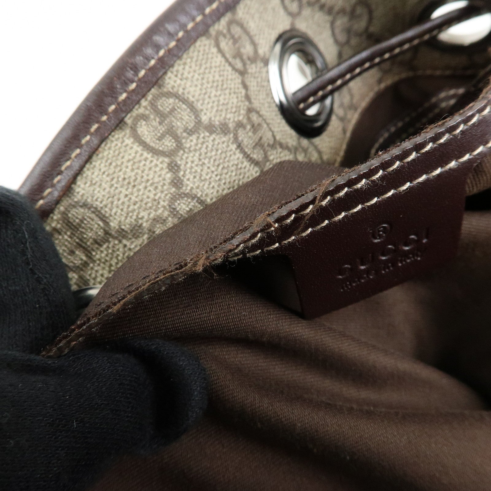 GUCCI GG Supreme Leather Backpack Rucksuck Beige Brown 189745