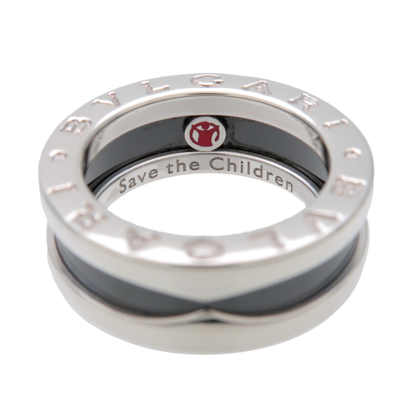 BVLGARI B-Zero1 Save the Children Ring SV925 Black Ceramic #45 US3