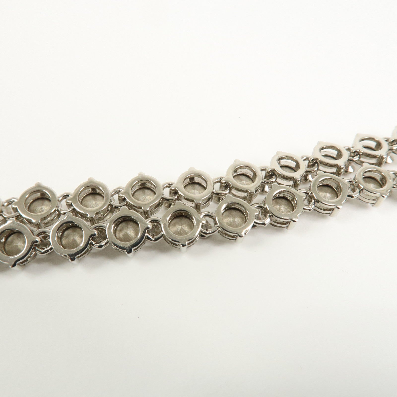 MIU MIU Logo Rhinestone Metal Necklace Choker Silver