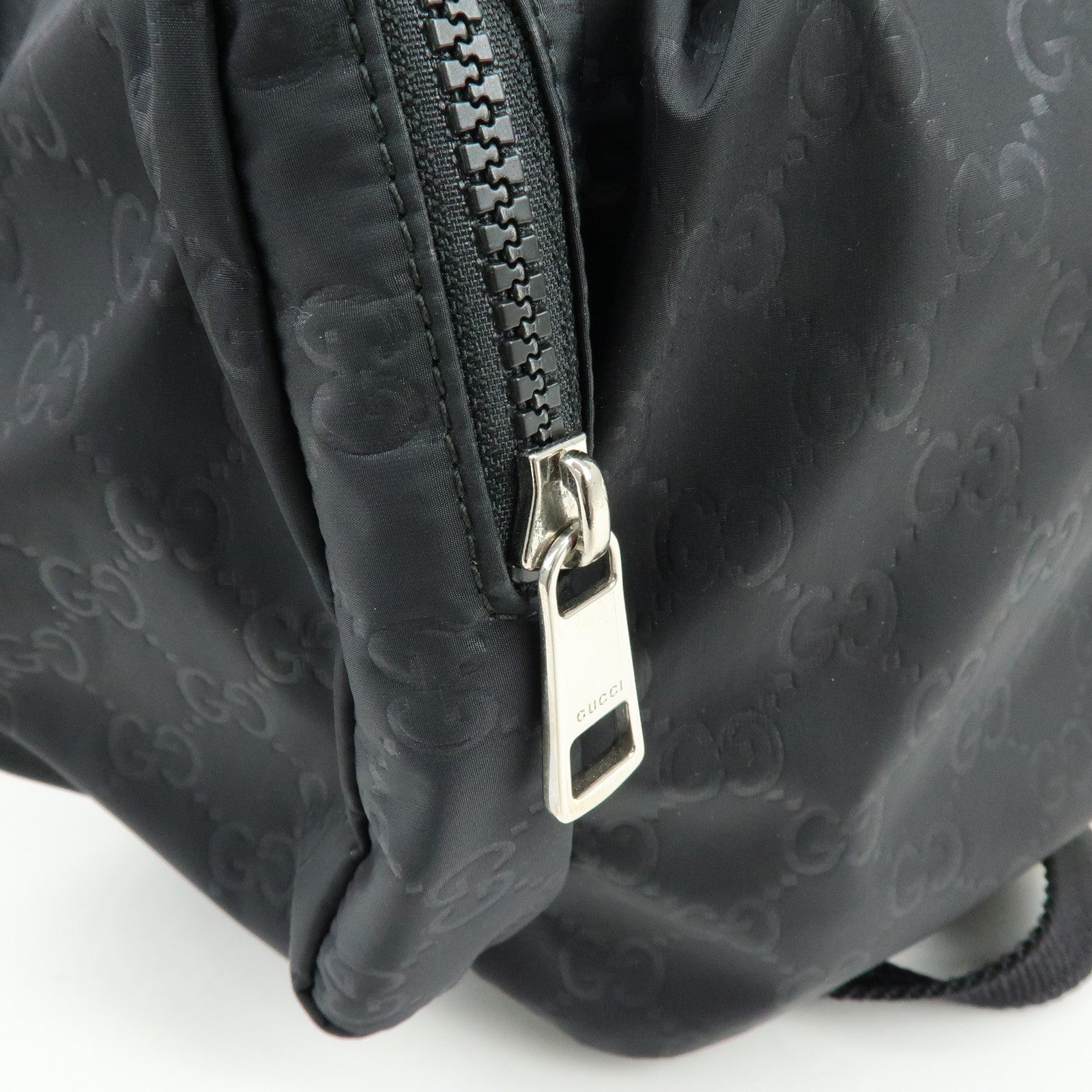 GUCCI GG Nylon Leather Backpack Ruck Sack Black 406361