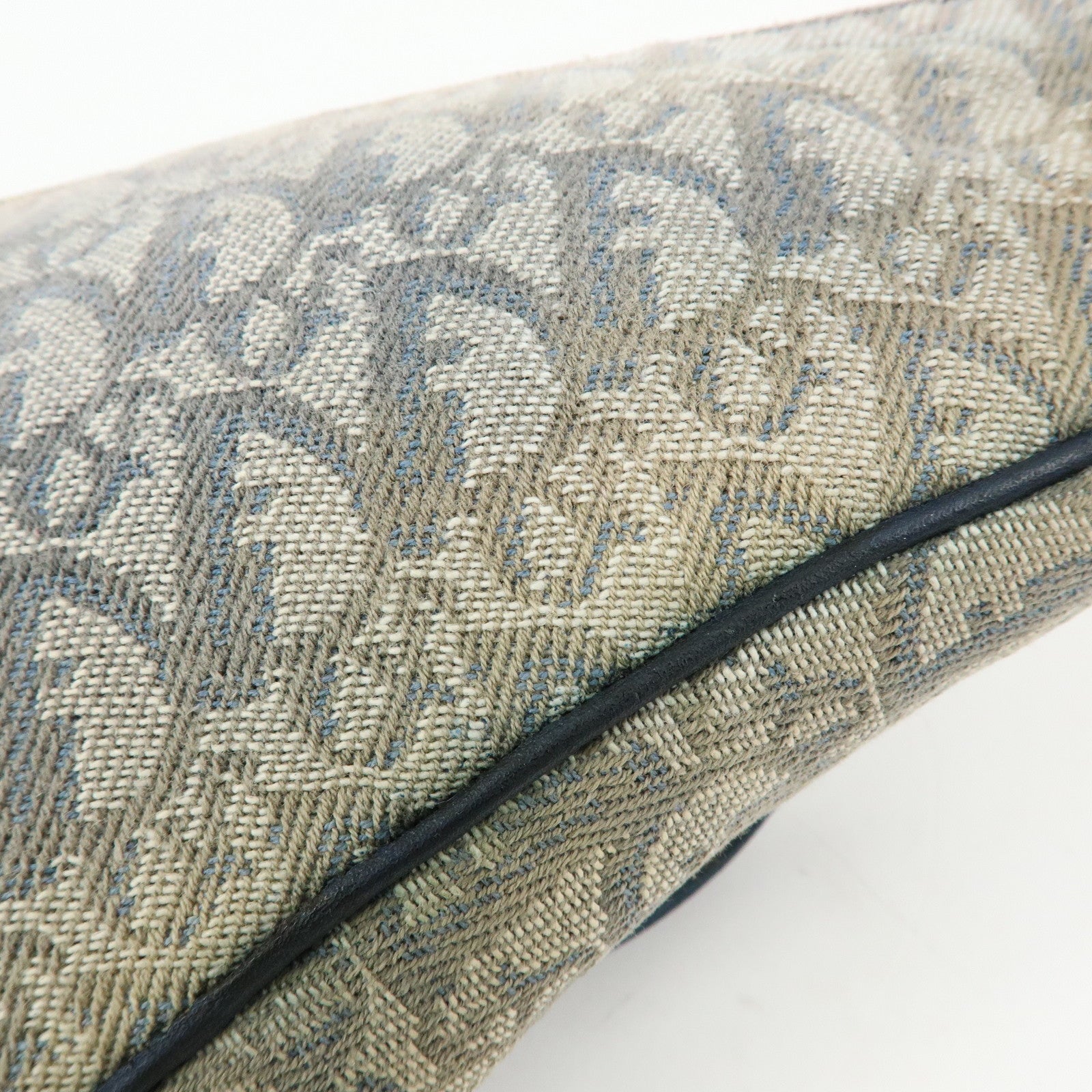 Christian Dior Saddle Trotter Jacquard Leather Shoulder Bag Navy