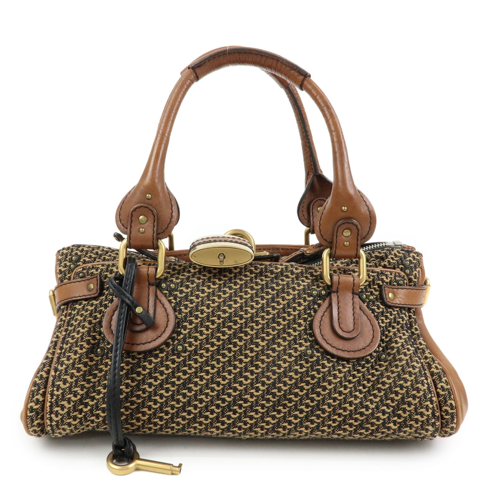 Chloe Paddington Medium Jacquard Leather Hand Bag Brown