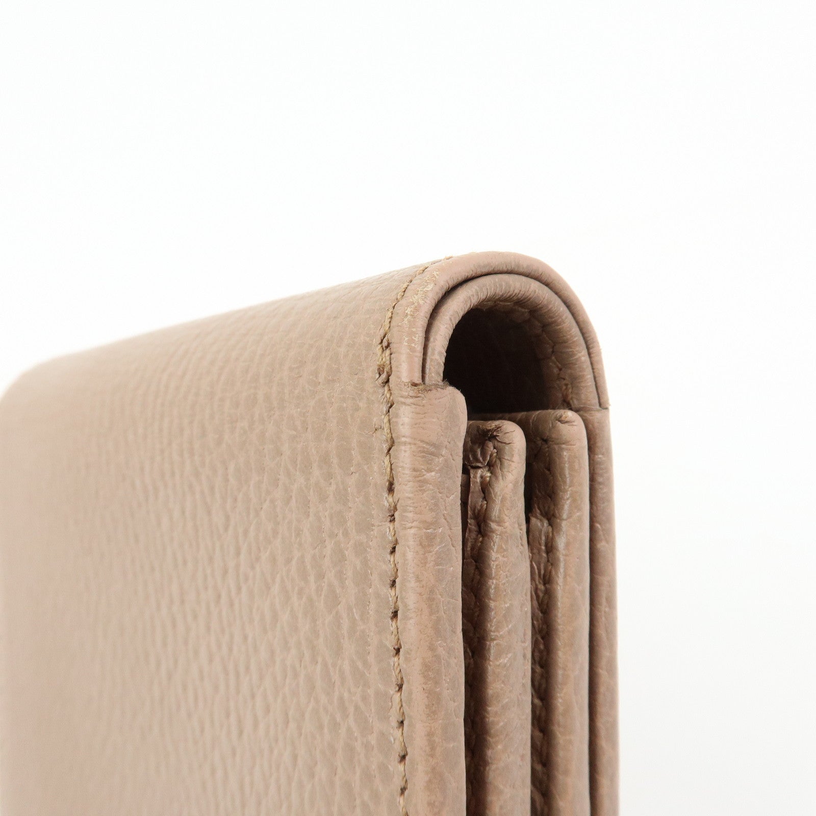 GUCCI GG Marmont Leather Compact Wallet Pink Beige 59858