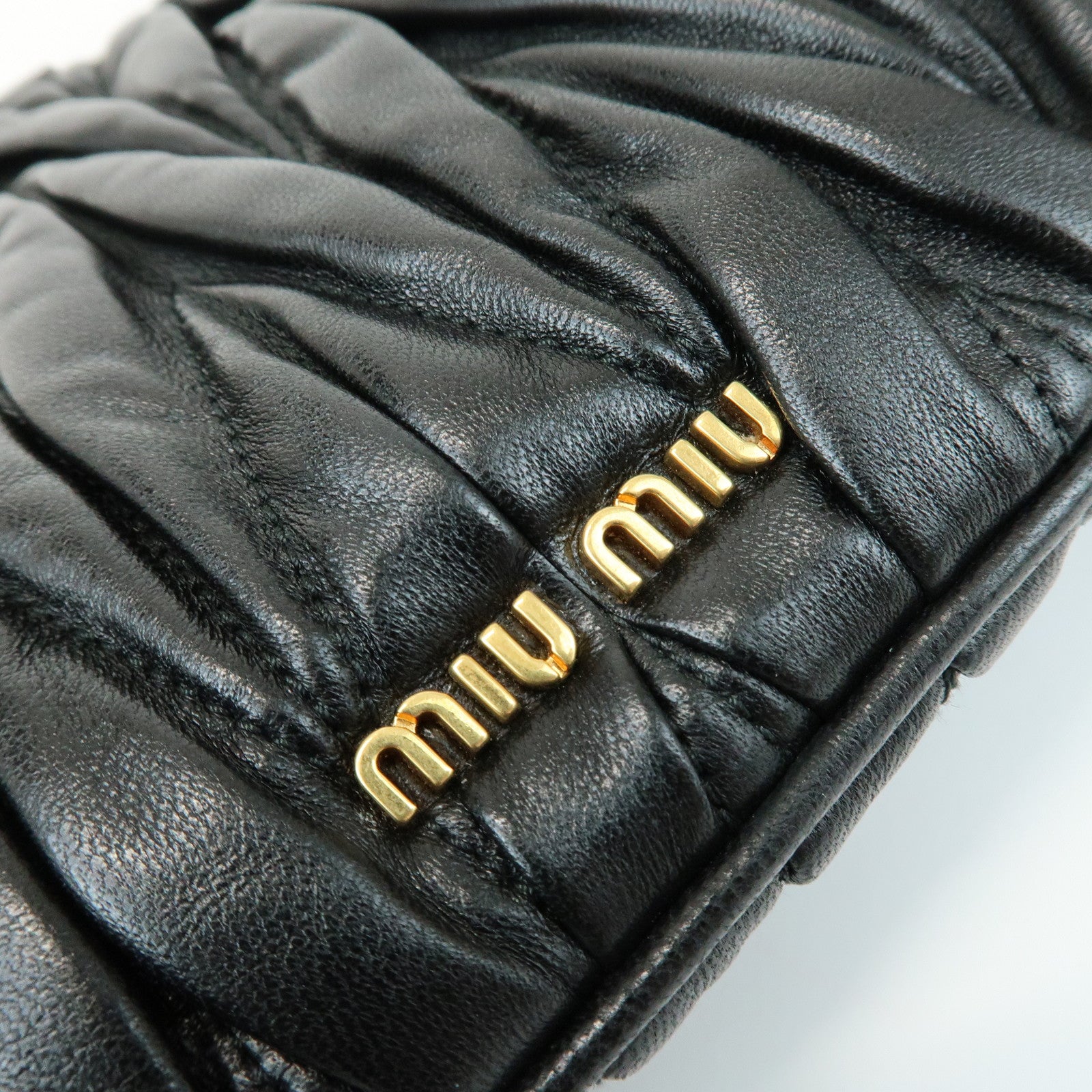 MIU MIU Matelasse Nappa Leather Shoulder Bag Black RM1892