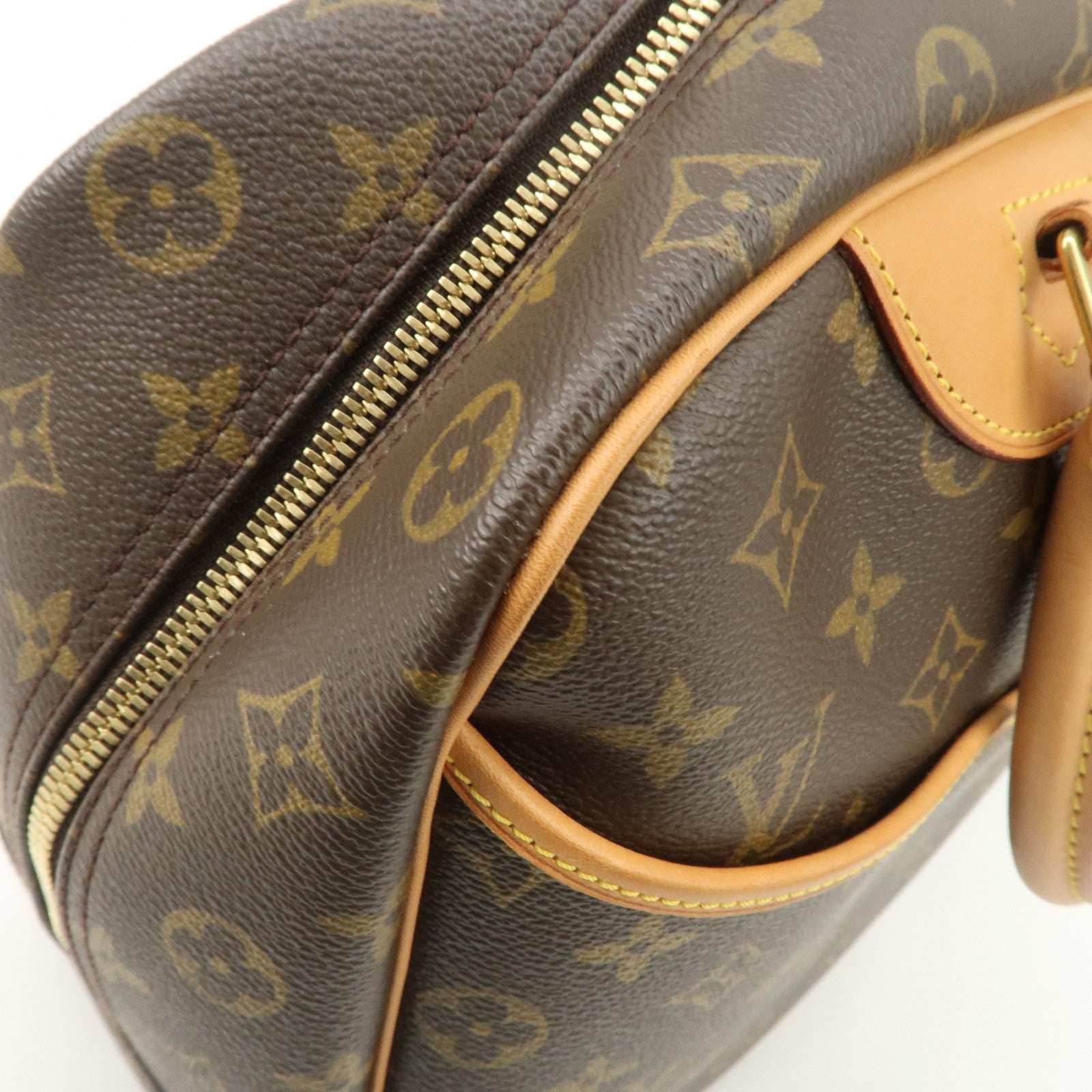 Louis Vuitton Monogram Deauville Hand Bag Brown M47270 Used