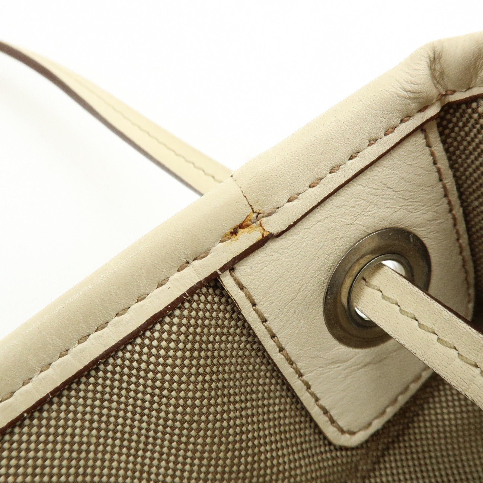 PRADA Logo Jacquard Leather Shoulder Bag Crossbody Bag Beige