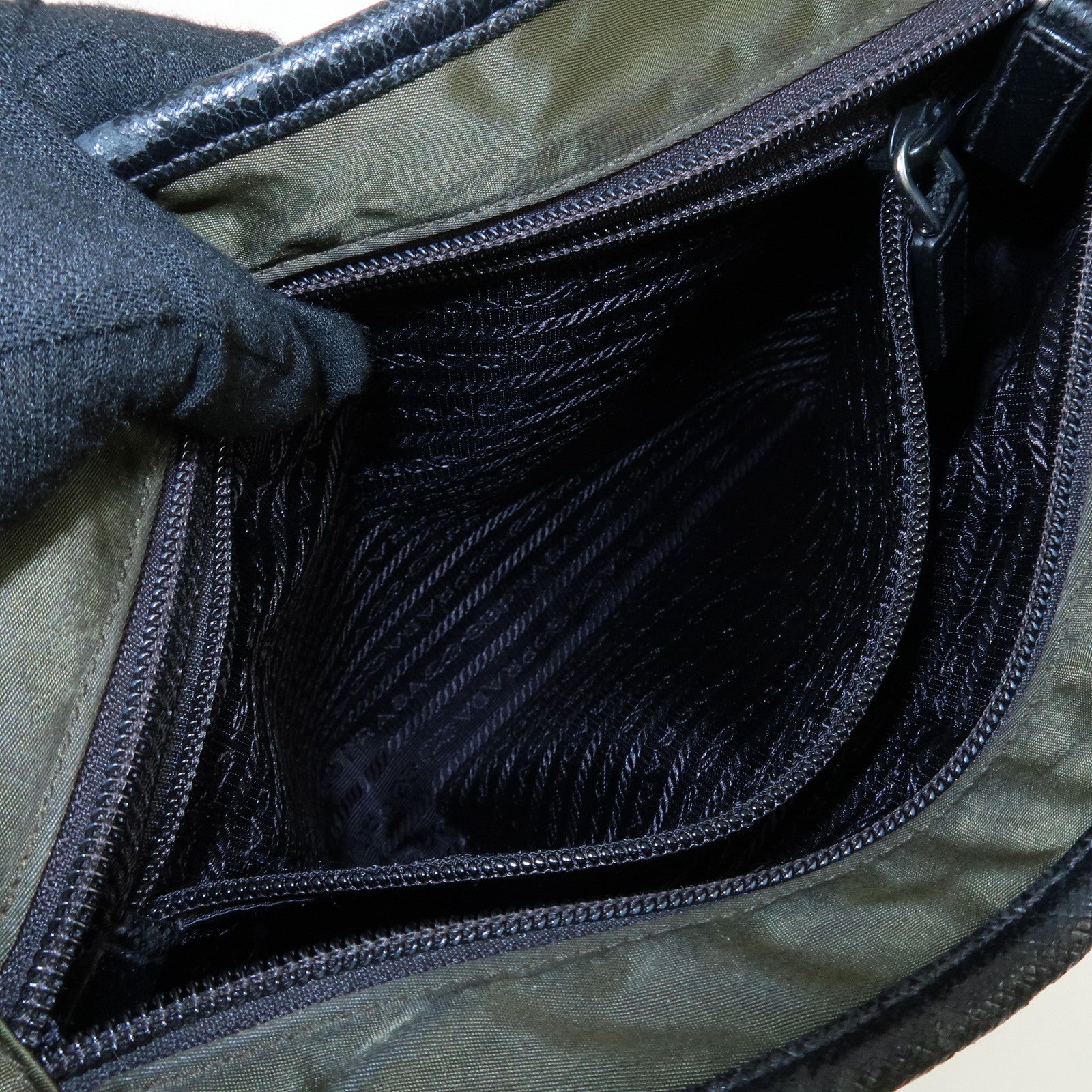 PRADA Triangle Logo TESSUTO+SAFFIAN Leather Nylon Shoulder Bag 2VH797 Used