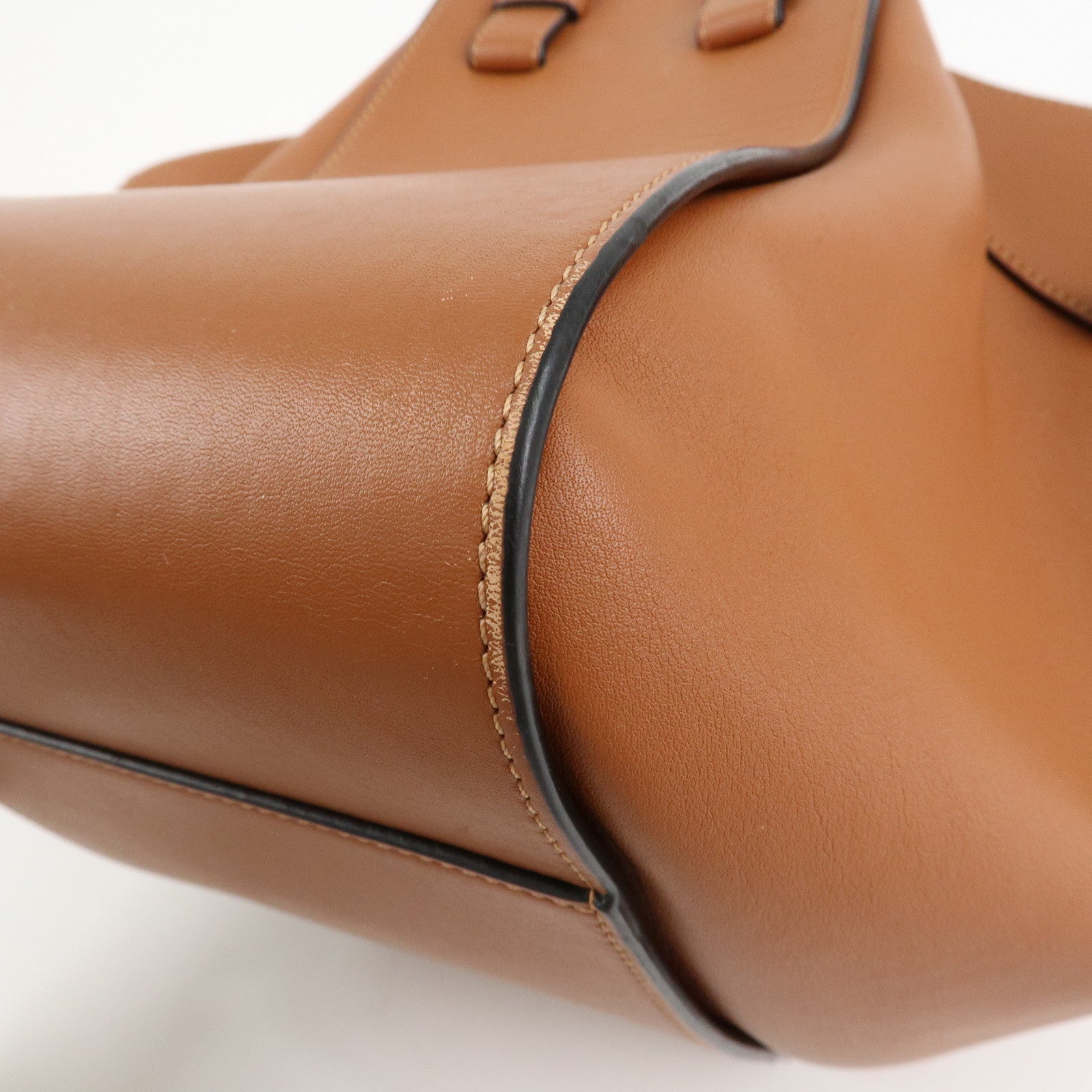 LOEWE Anagram Leather Hammock Small Shoulder Bag Tan Brown Used