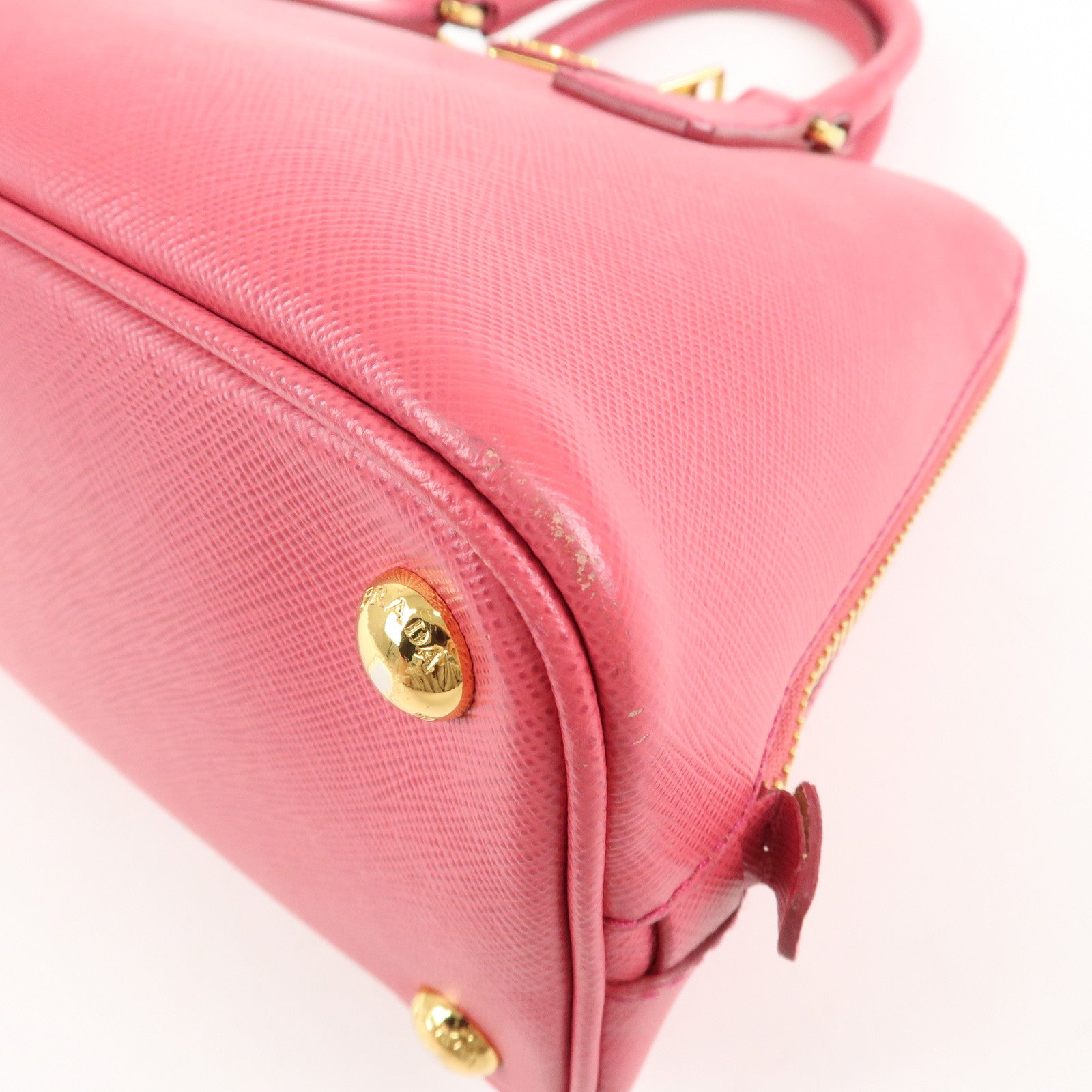 PRADA Promenade Small Saffiano Leather 2Way Bag Hand Bag Pink BL0838 Used