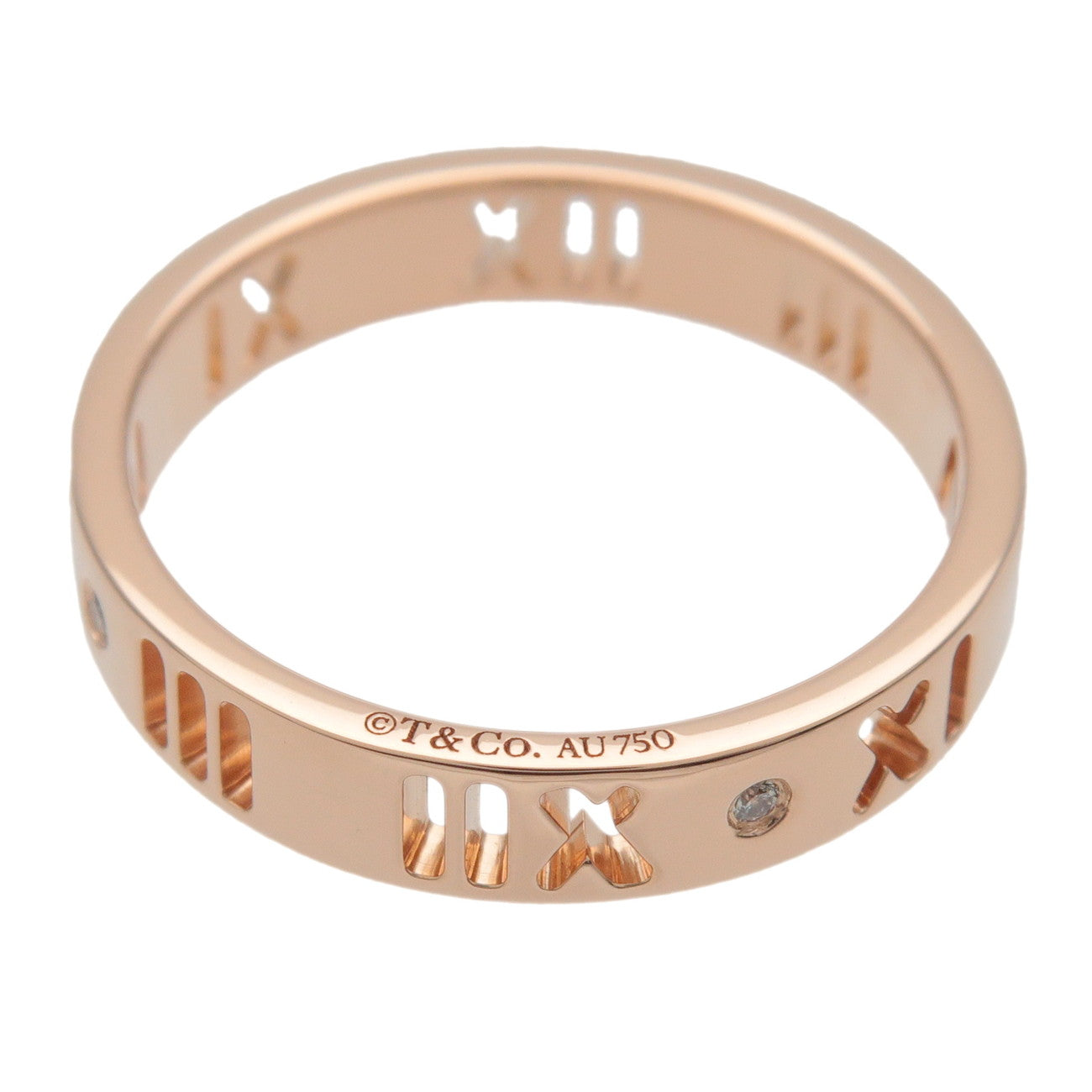 Tiffany & Co Pierced Atlas 4P Diamond Ring K18 750PG US5.25 EU50