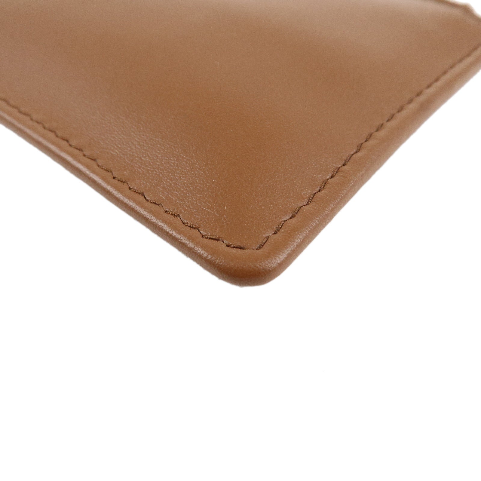 MIU MIU Logo Leather Card Case Coin Case Brown Used