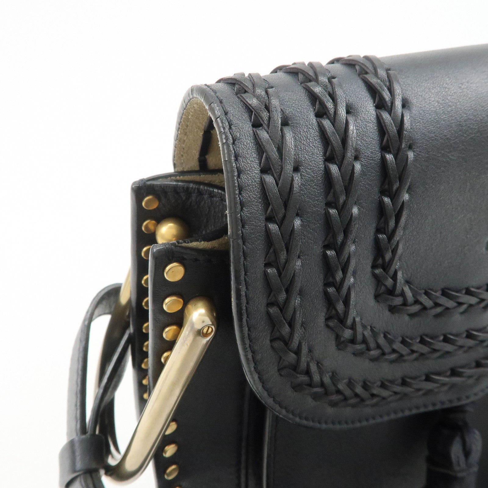 Chloe Hudson SAC'S PORTE EPAU Calf Leather Suede Shoulder Bag Black