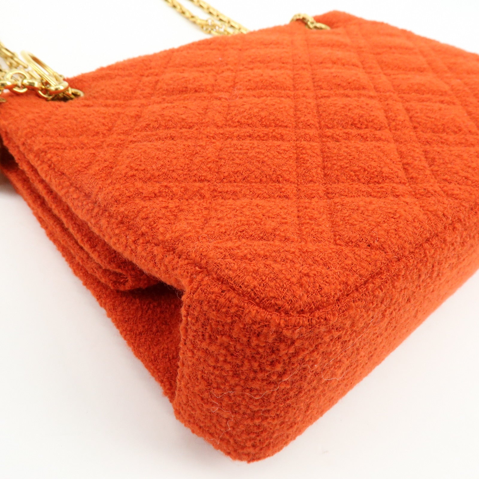 CHANEL COCO Mark Tweed Chain Shoulder Bag Hand Bag Red