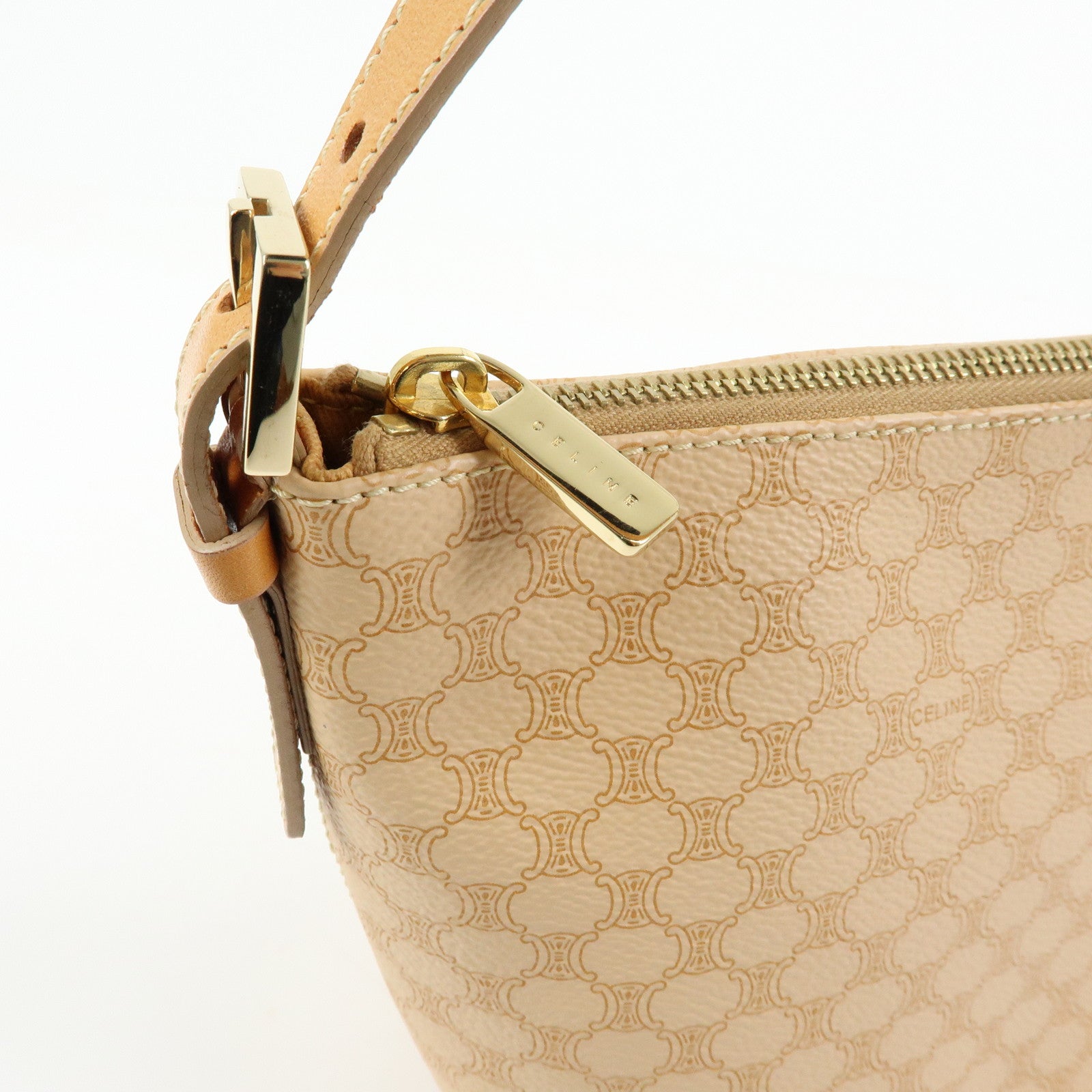 CELINE Macadam PVC Leather Hand Bag Shoulder Bag Beige