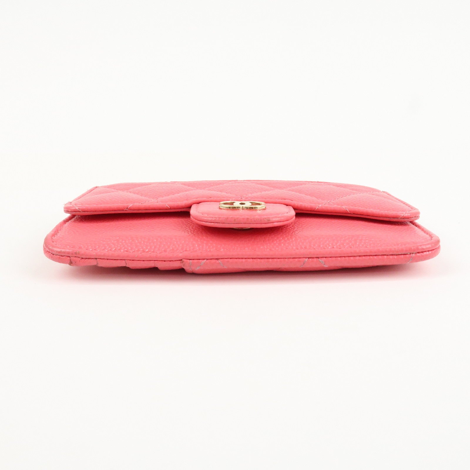 CHANEL Matelasse Caviarskin Card Case Coin Case Pink AP2570 Used