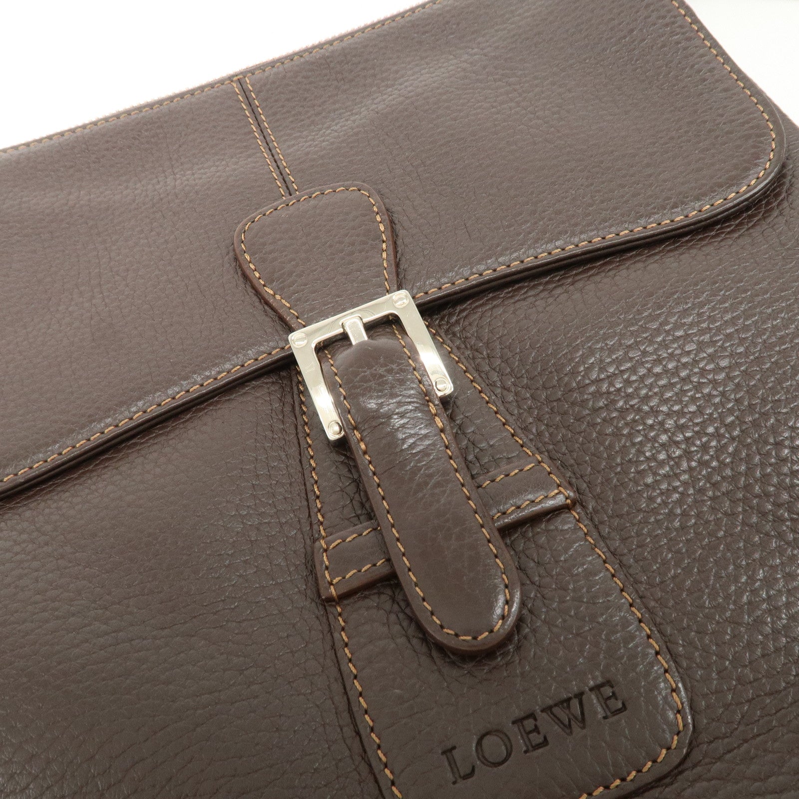 LOEWE Senda Logo Leather Shoulder Bag Crossbody Bag Brown