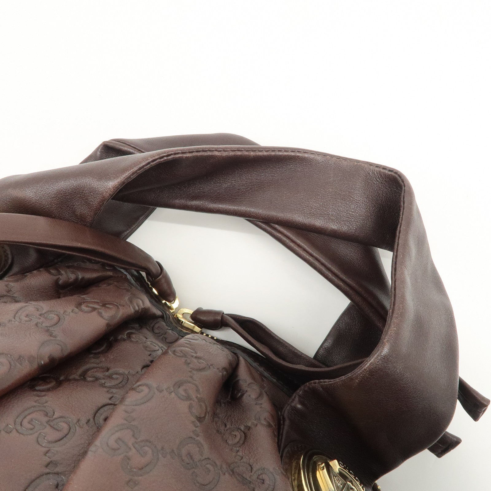 GUCCI Guccissima Histoire Leather Tote Bag Dark Brown 197019 Used