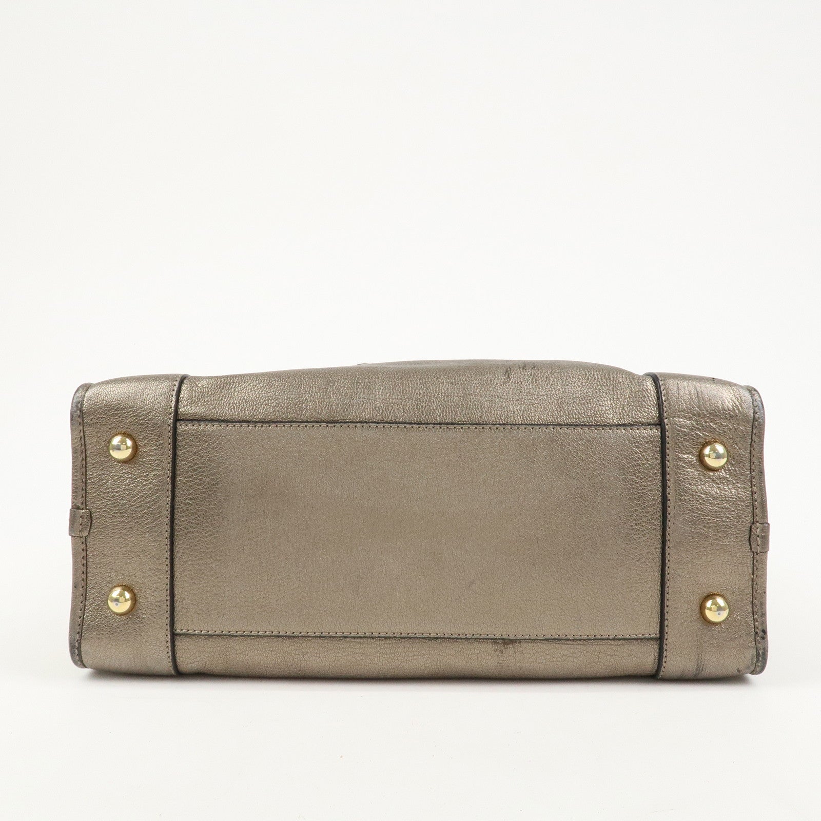 LOEWE Anagram Leather Amazona 36 Hand Bag Boston Bag Silver Grey