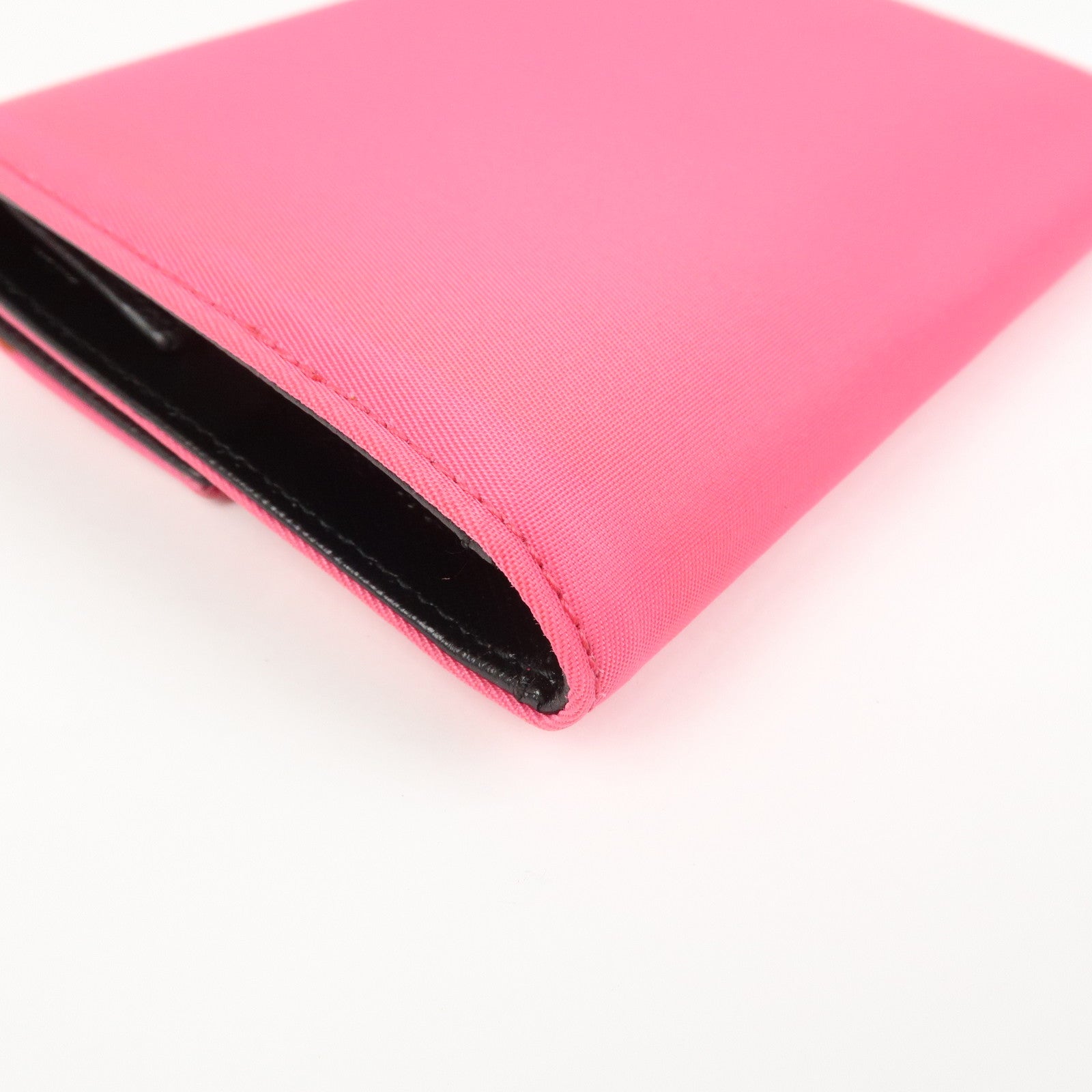 PRADA Triangle Logo Tessuto Nylon Mini Compact Wallet Neon Pink
