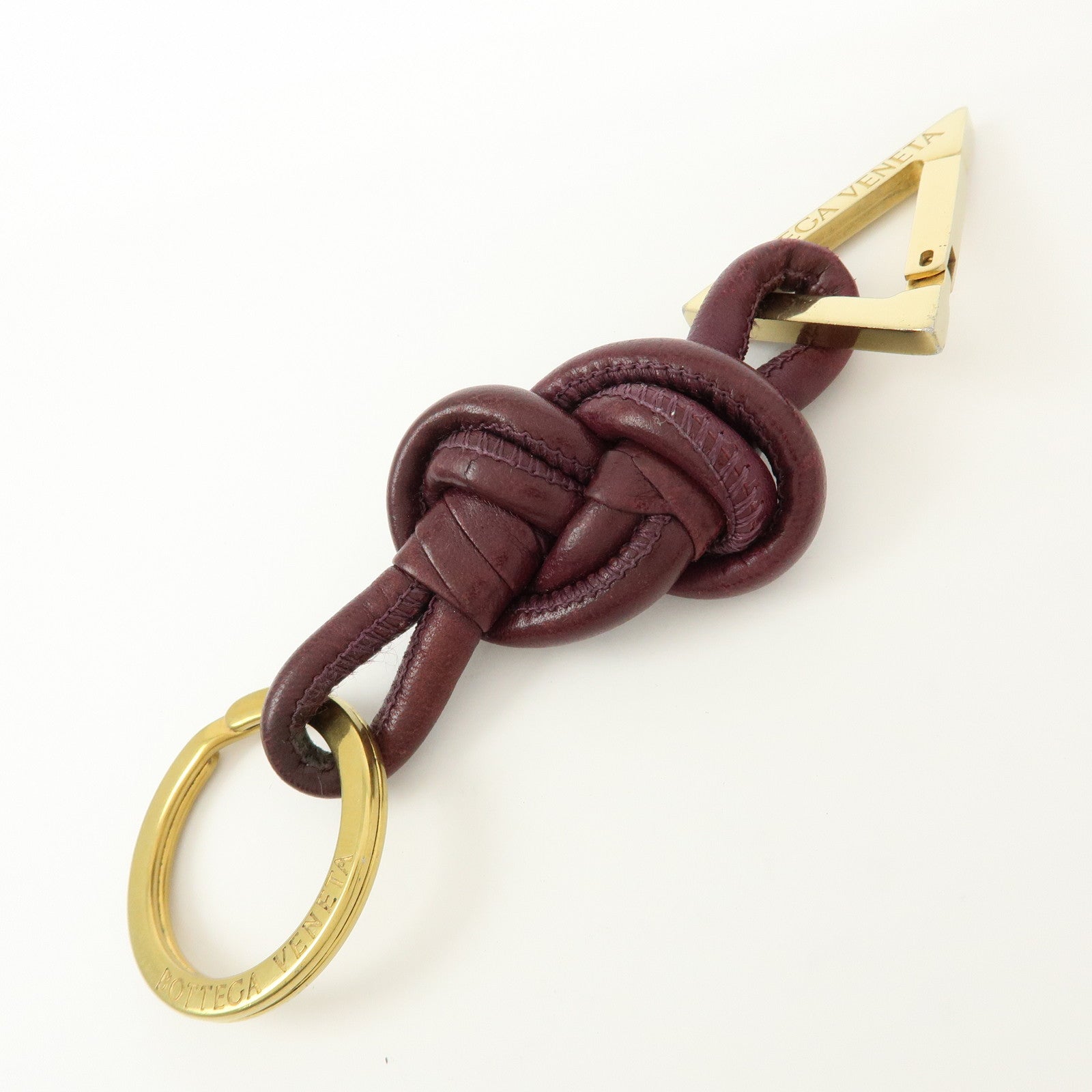 BOTTEGA VENETA Nappa Leather Metal Bag Charm Key Chain Bordeaux