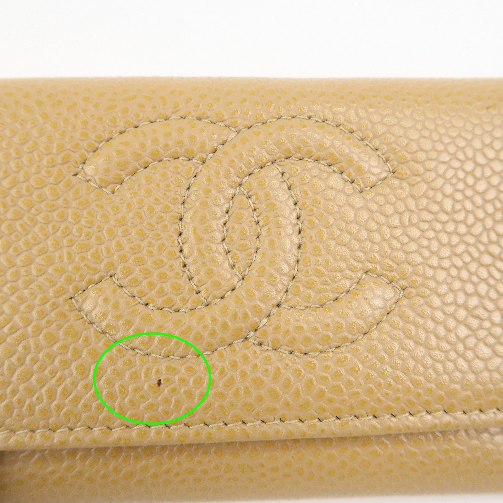CHANEL COCO Mark Caviarskin Key Case Key Holder Light Brown