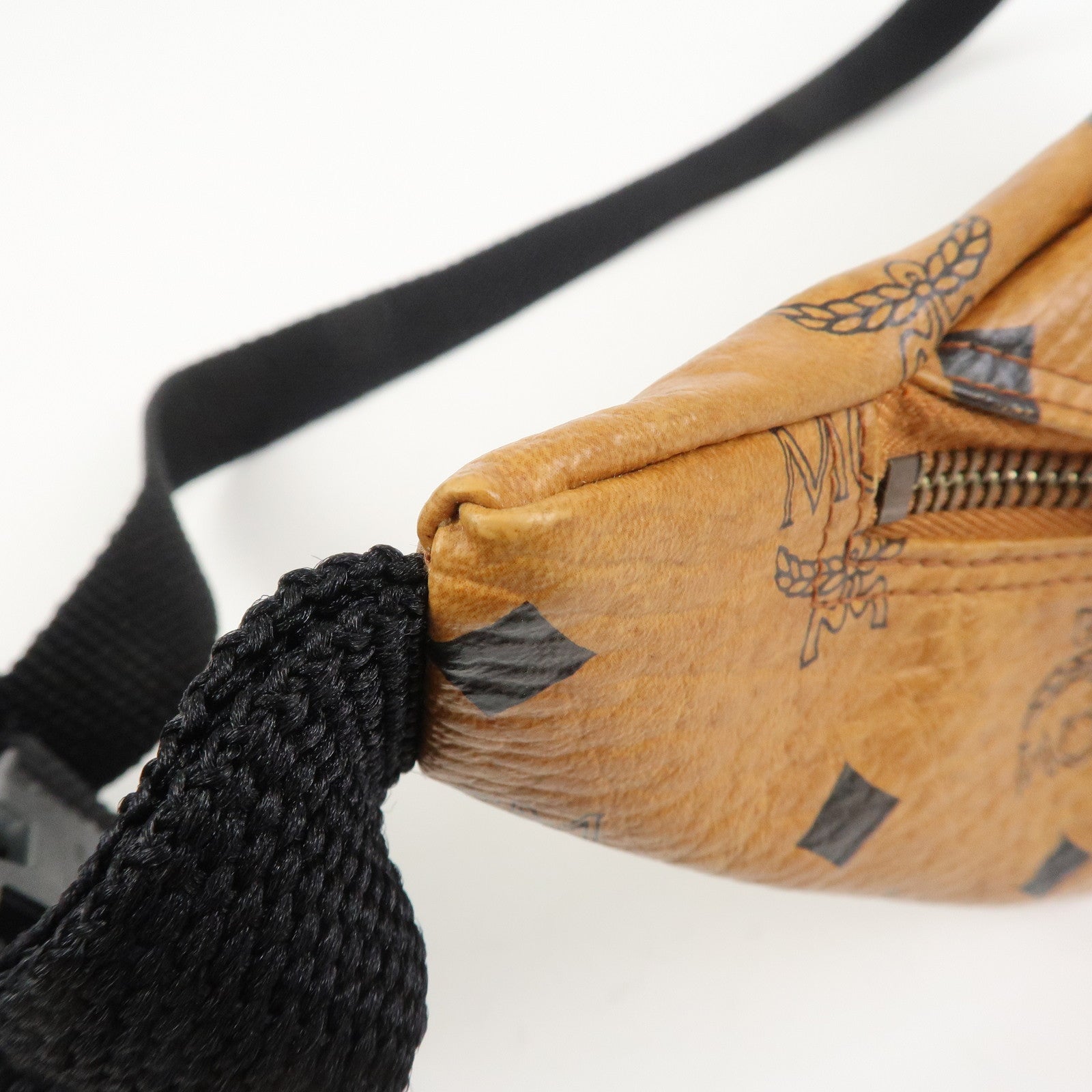 MCM Visetos Logo Leather Waist Bag Waist Pouch Crossbody Bag Brown
