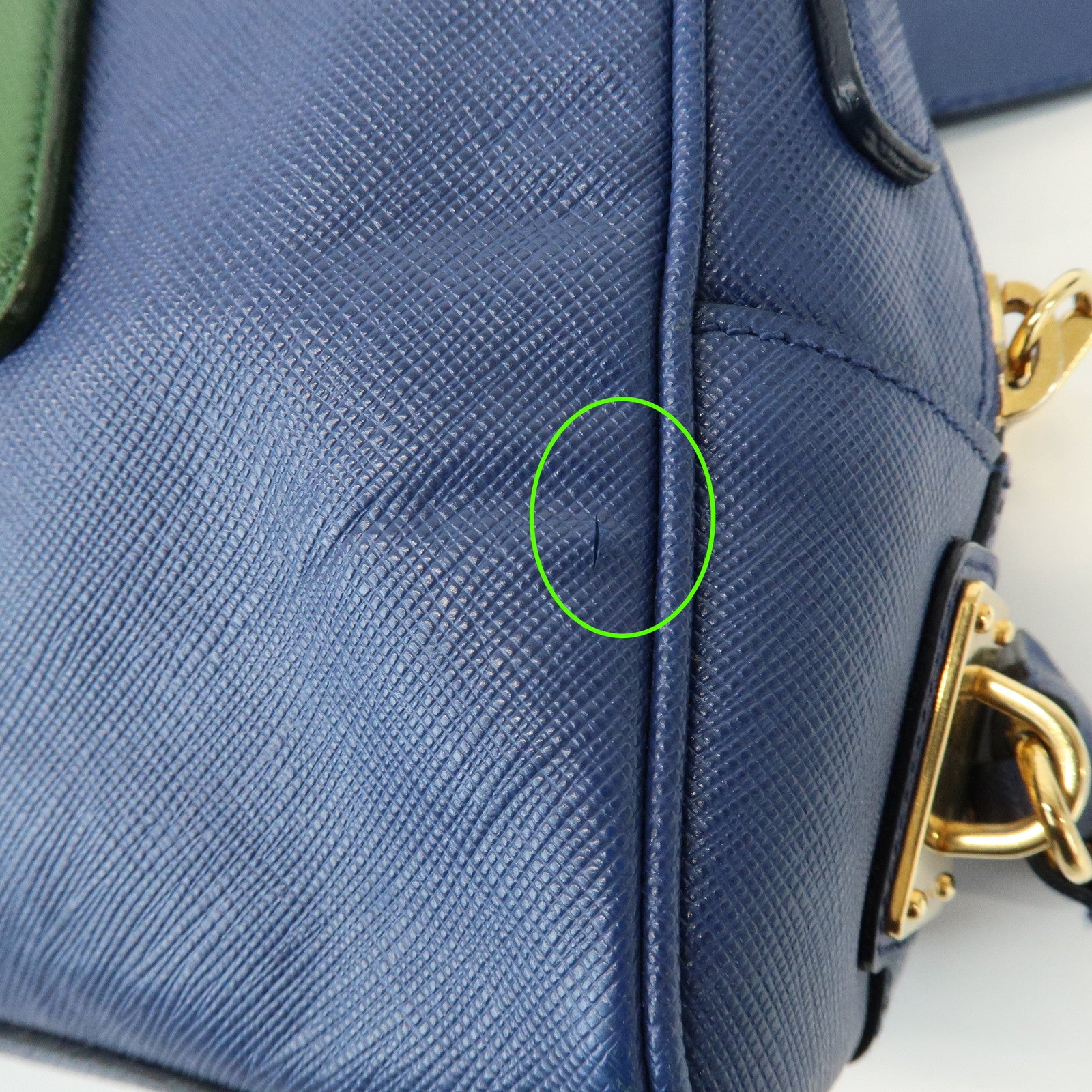 PRADA Triangle Logo 2Way Bag Hand Bag Shoulder Bag Blue Green