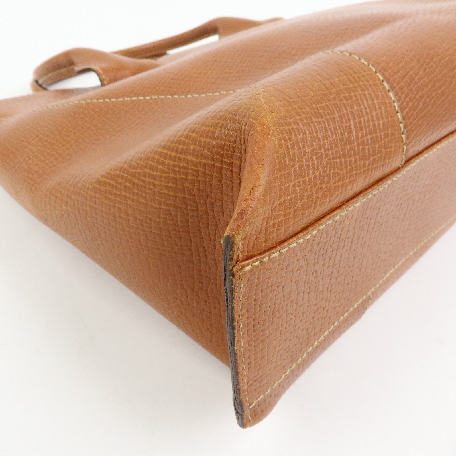 LOEWE Embossed Leather 2Way Bag Hand Bag Shoulder Bag Brown