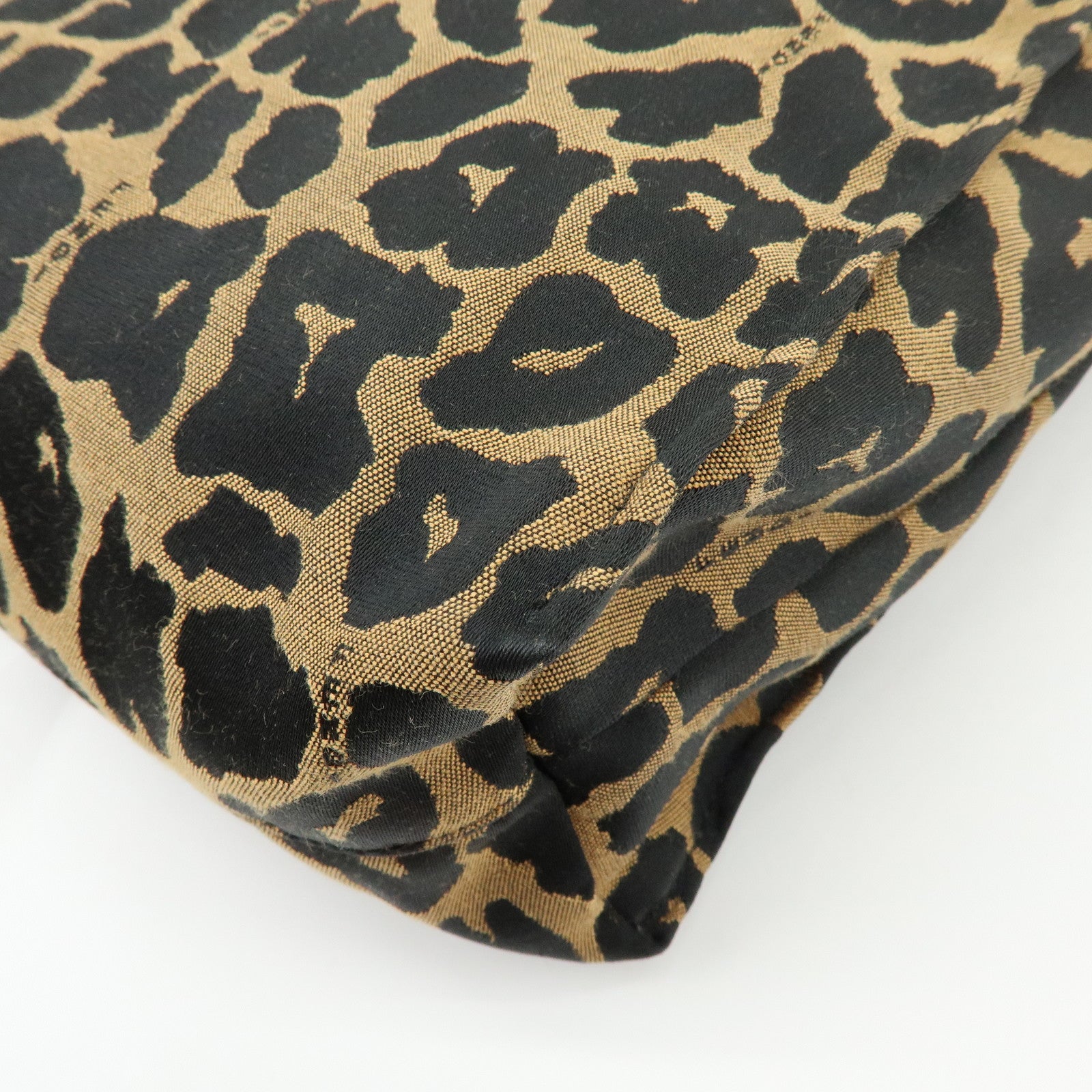 FENDI Canvas Leather Tote Bag Hand Bag Leopard Brown Black 8BH173