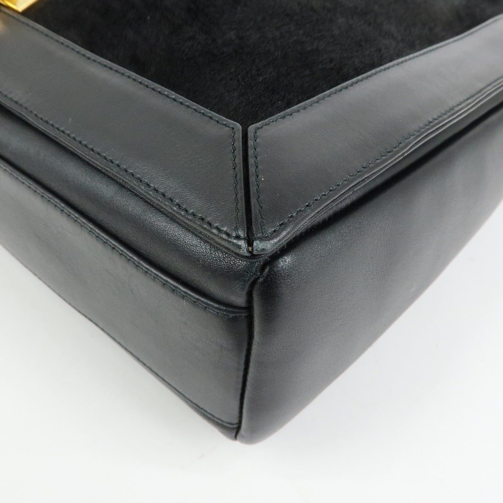 Ferragamo Gancini Calf Hair Leather Shoulder Crossbody Bag Black