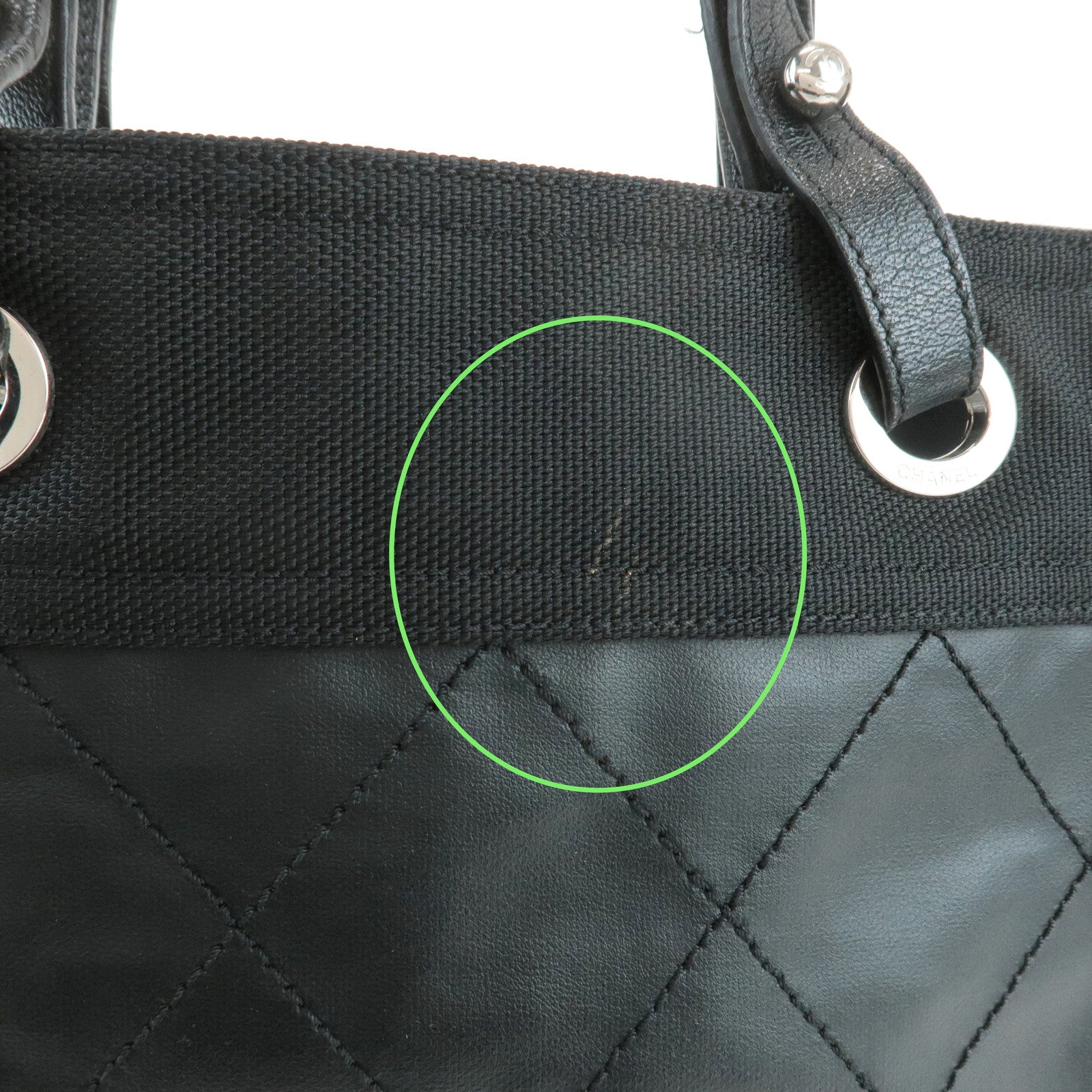 CHANEL COCO Paris Biarritz GM Coated Canvas Leather Tote Bag Black