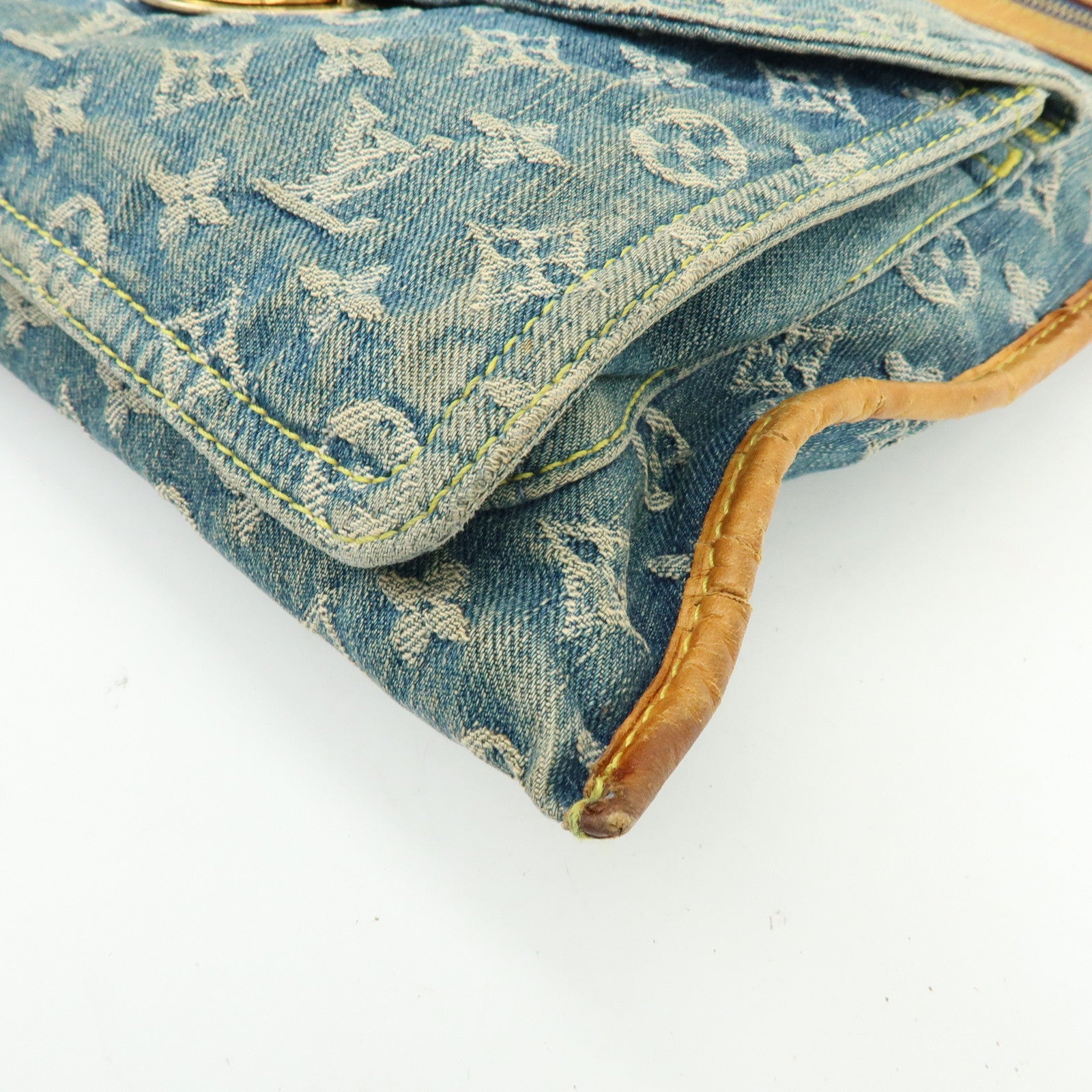 Louis Vuitton Monogram Denim Flat Shopper Tote Bag Blue M95018