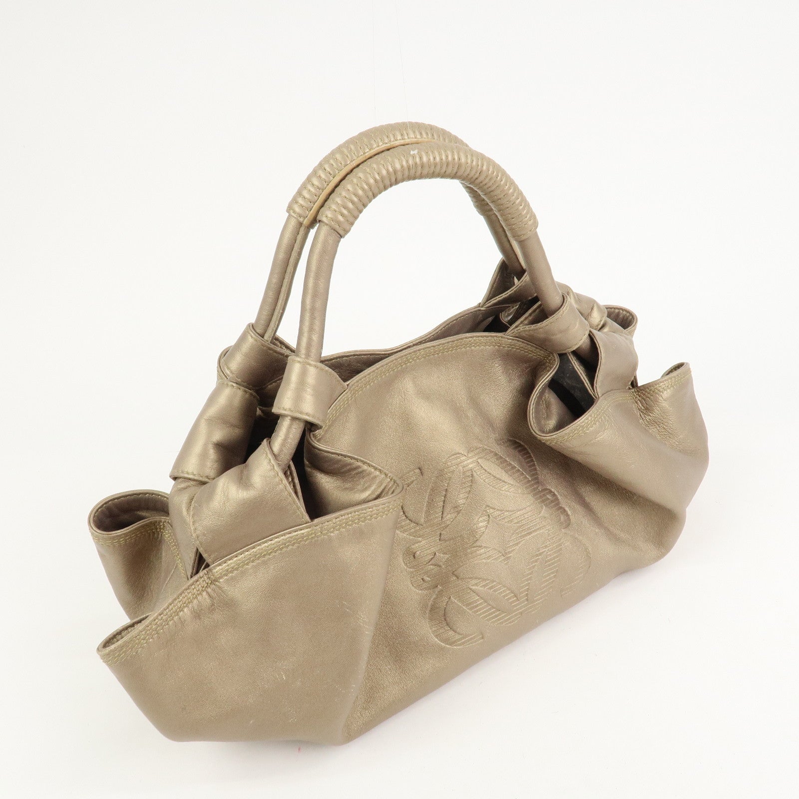 LOEWE Anagram Logo Nappa Aire Nappa Leather Hand Bag Gold
