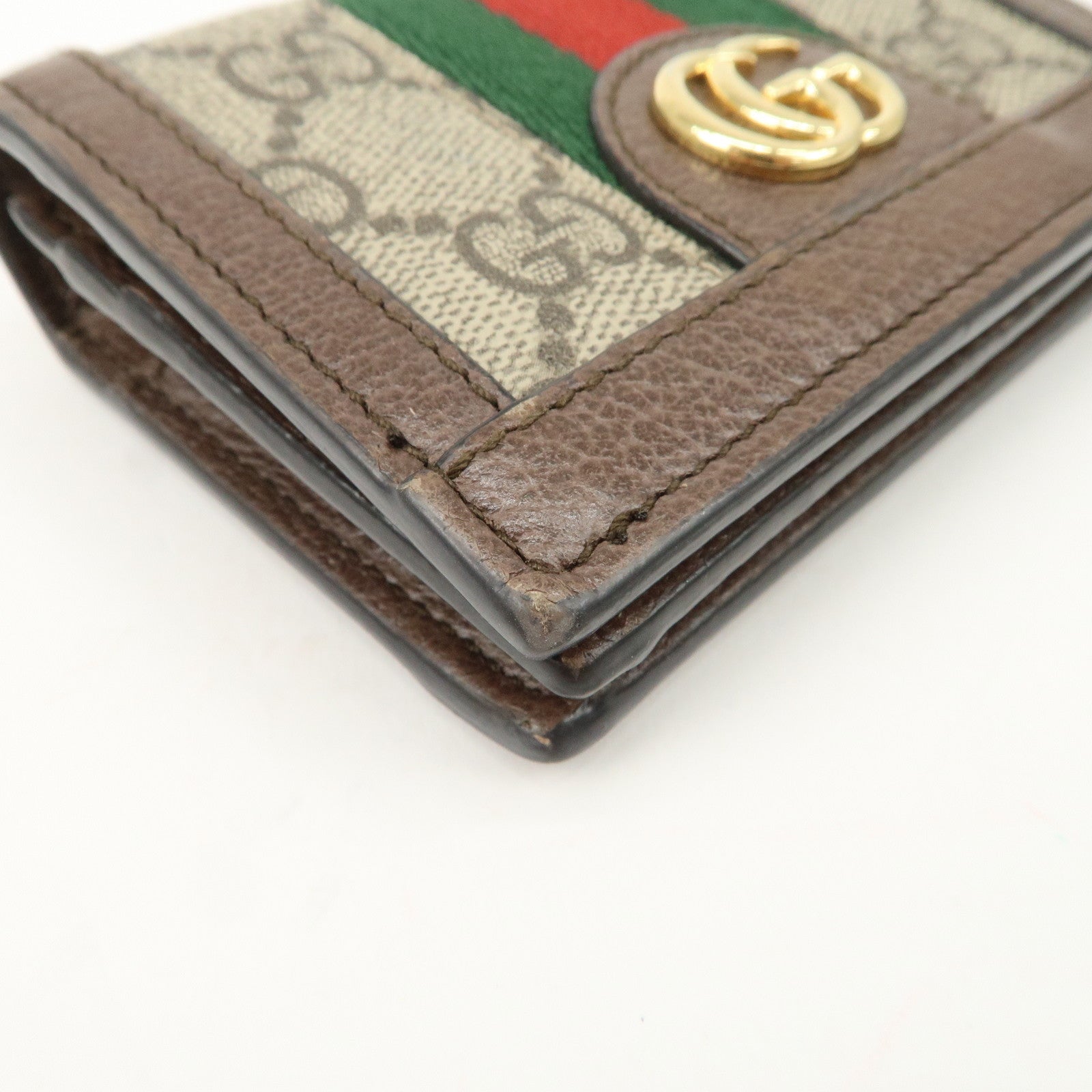 GUCCI Ophidia GG Supreme Leather Bi-Fold Wallet Beige 523155