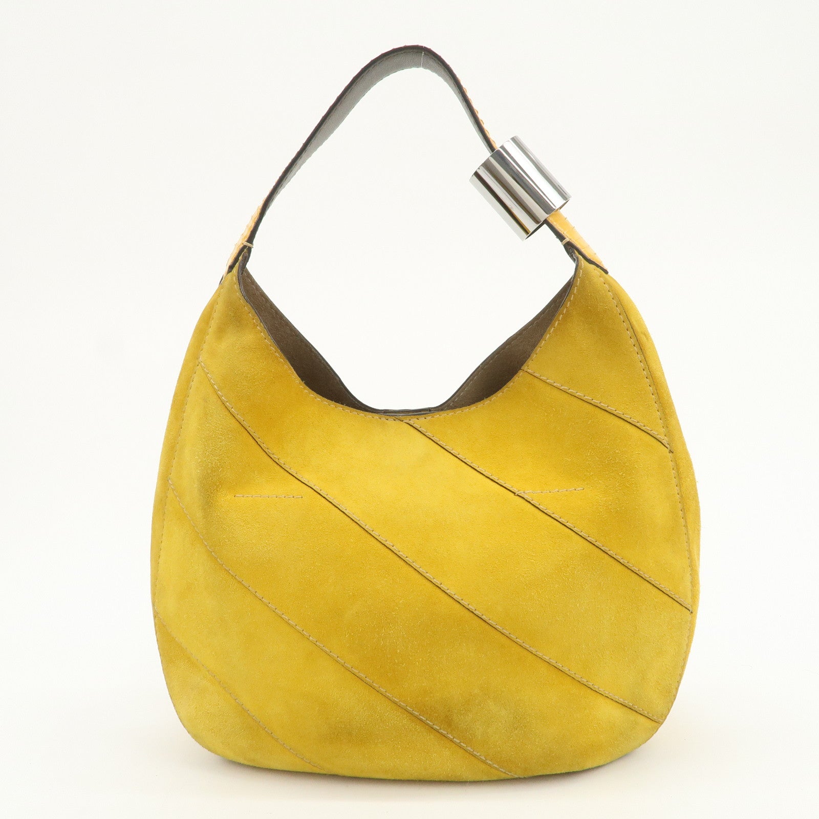 JIMMY CHOO Suede Leather Shoulder Bag Hand Bag Yellow
