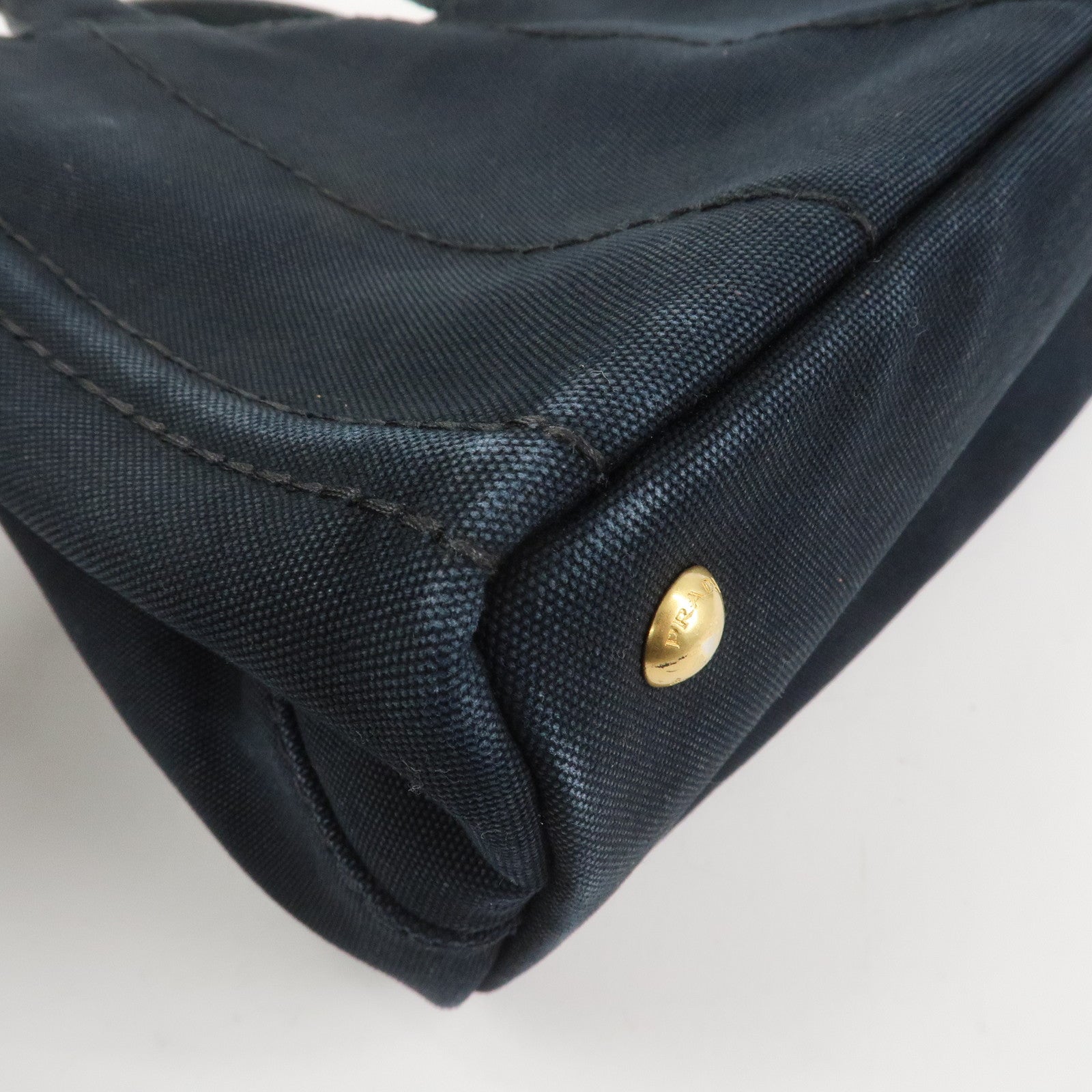 PRADA Canapa Mini Triangle Logo Canvas 2Way Hand Bag Black 1BG439