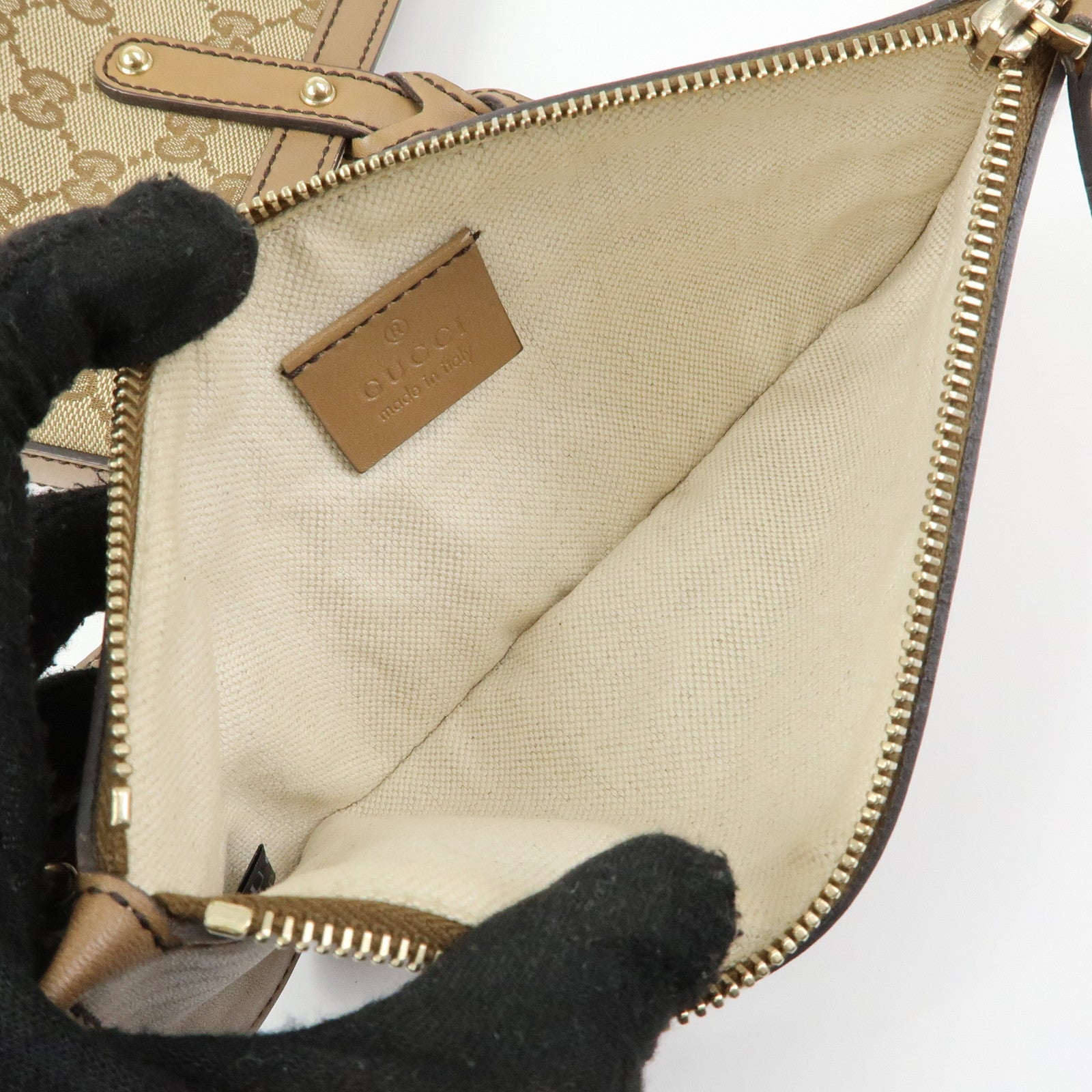 GUCCI GG Canvas Leather Tote Bag Hand Bag Beige 269878