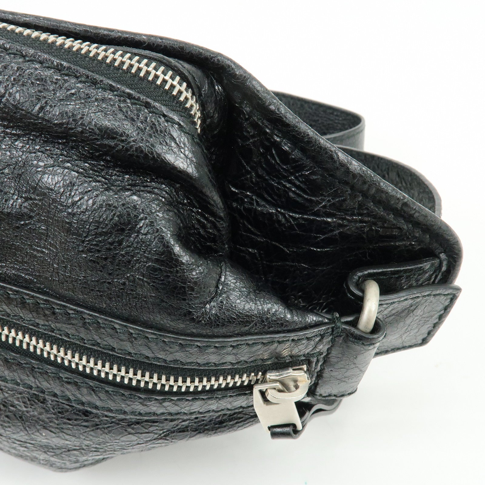 BALENCIAGA Neo Lift Leather Waist Bag Body Bag Black 542013