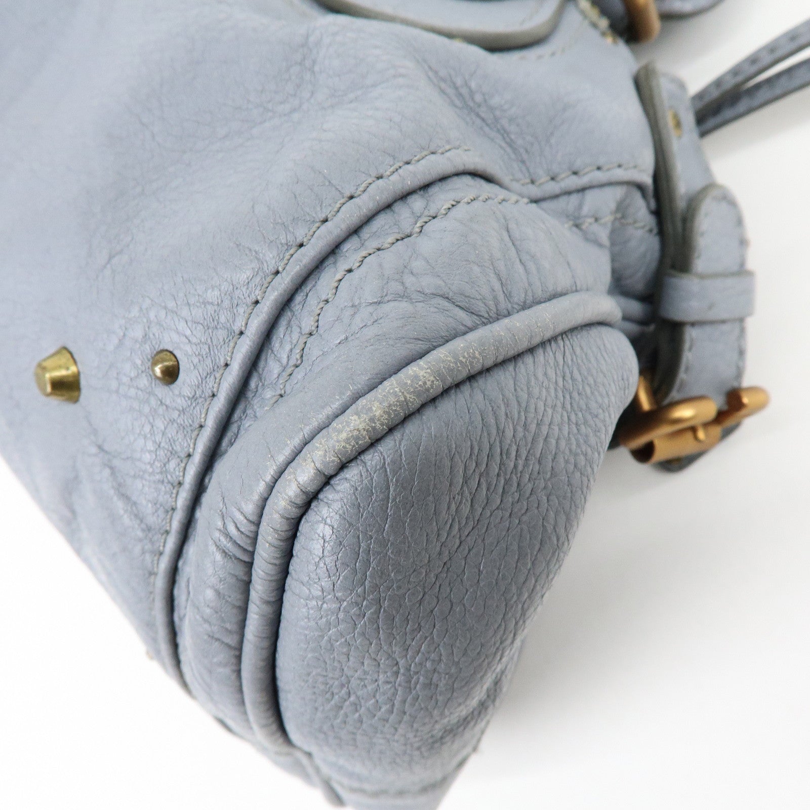 Chloe Paddington Leather Hand Bag Shoulder Bag Boston Bag Gray